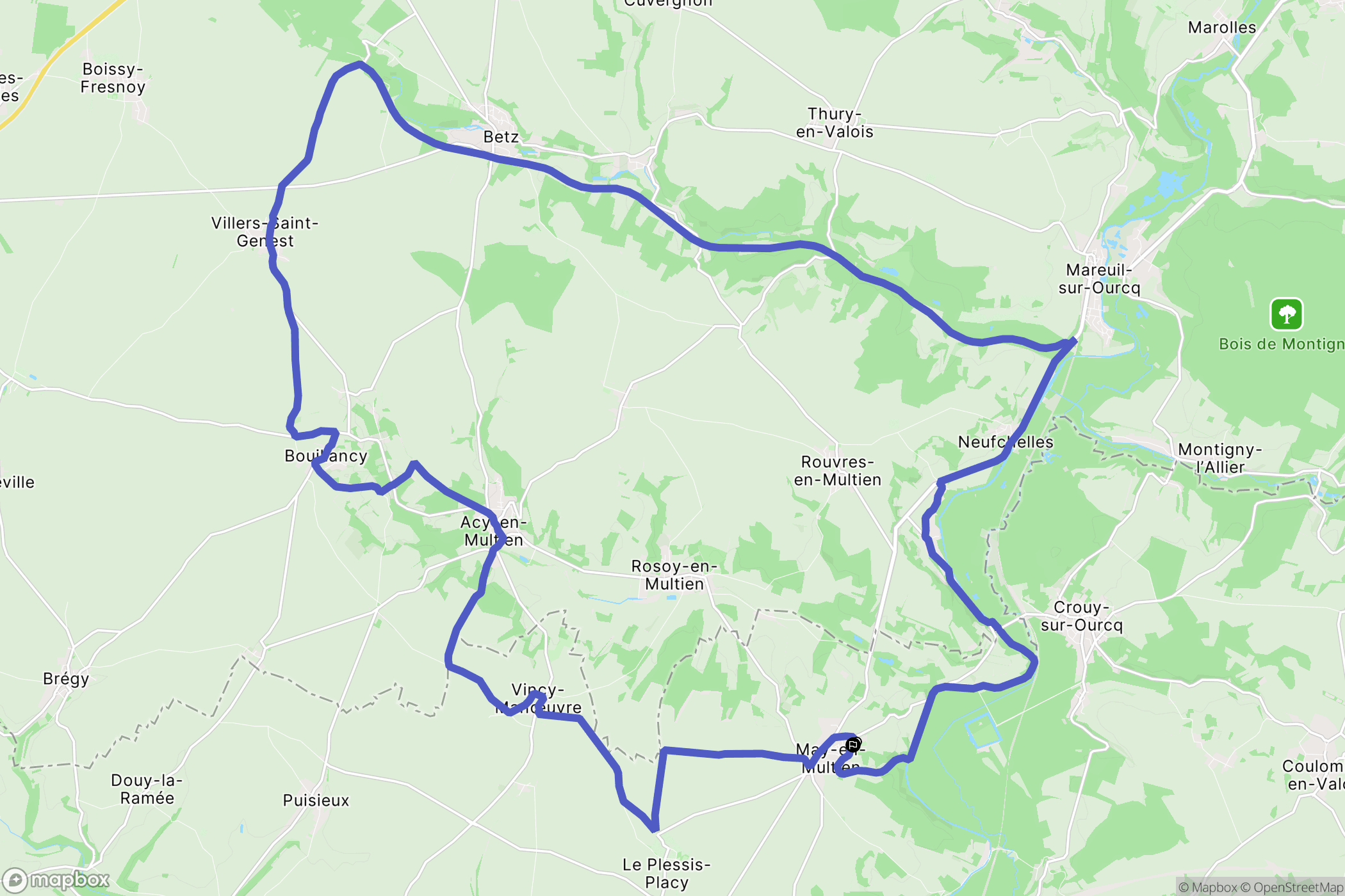 May-en-Multien : carte du parcours de randonnée - France