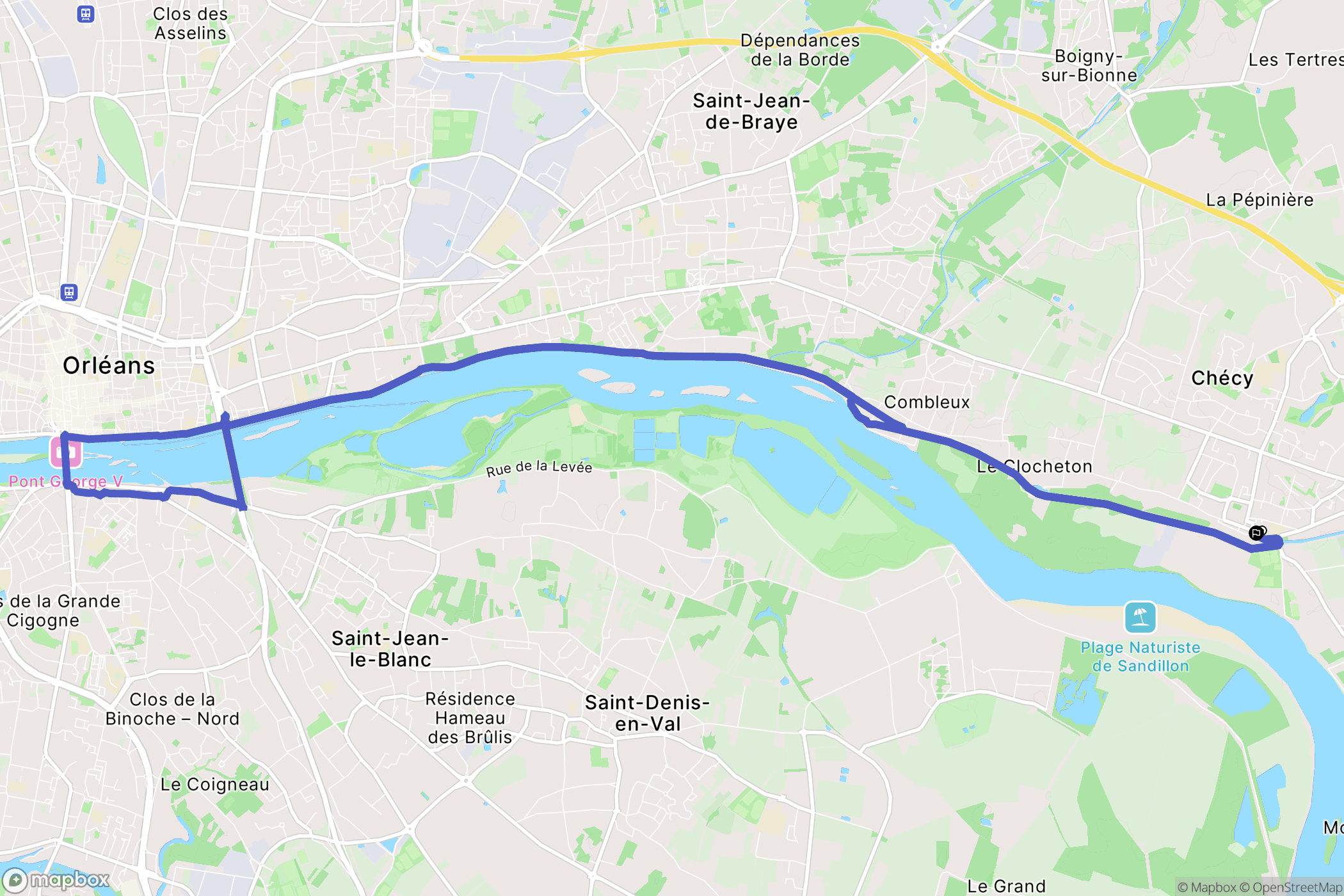 Chécy : carte du parcours de randonnée - France
