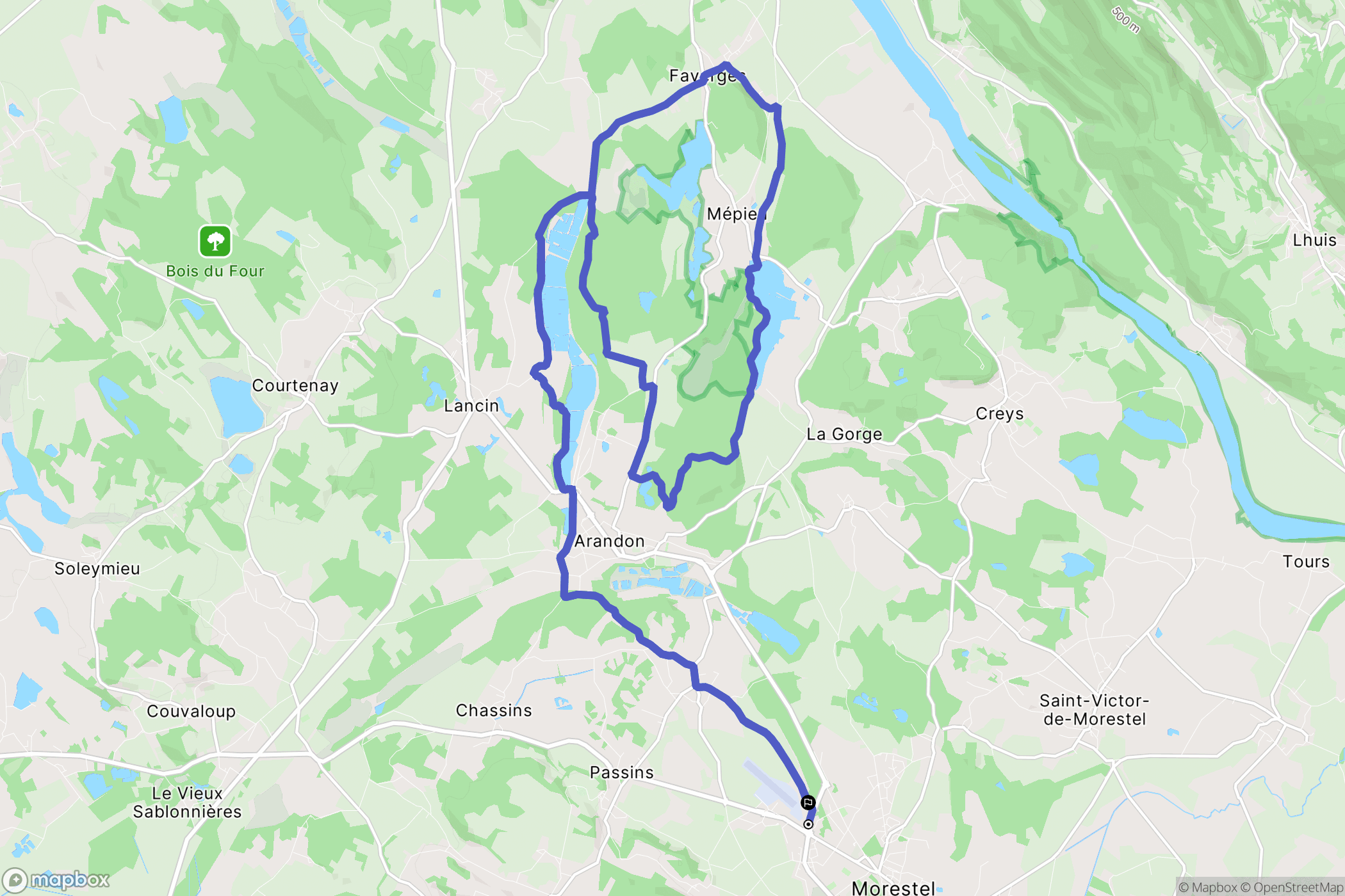 Morestel : carte du parcours de randonnée - France
