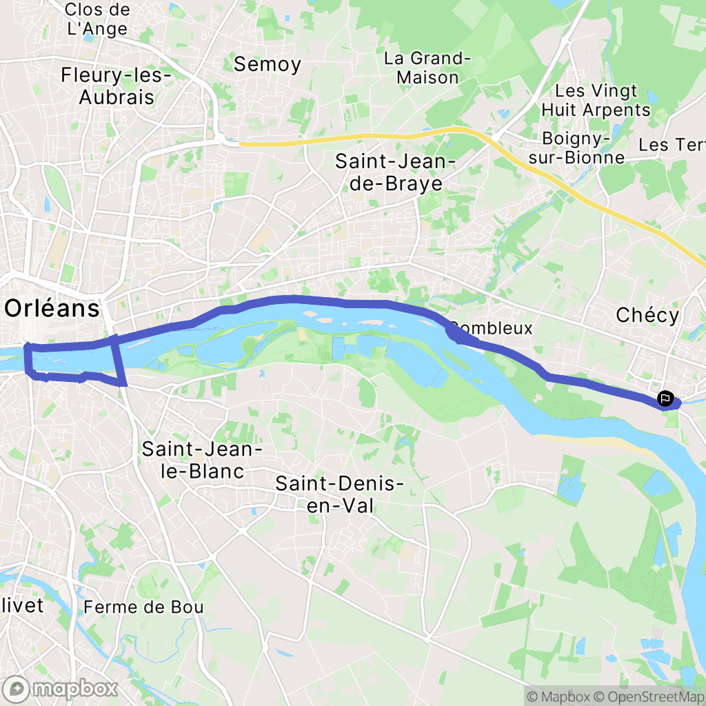 Chécy : carte du parcours de randonnée - France