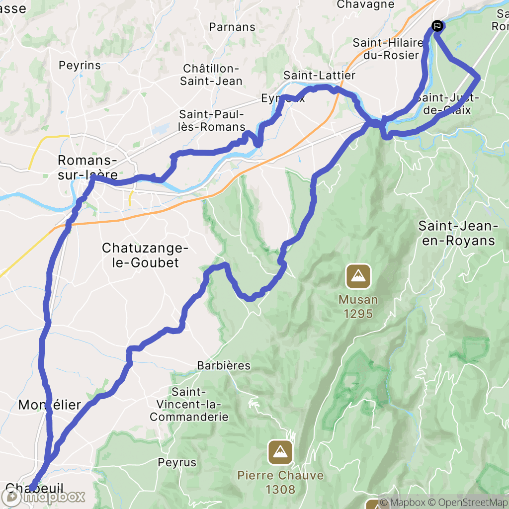 La Sône : carte du parcours de randonnée - France