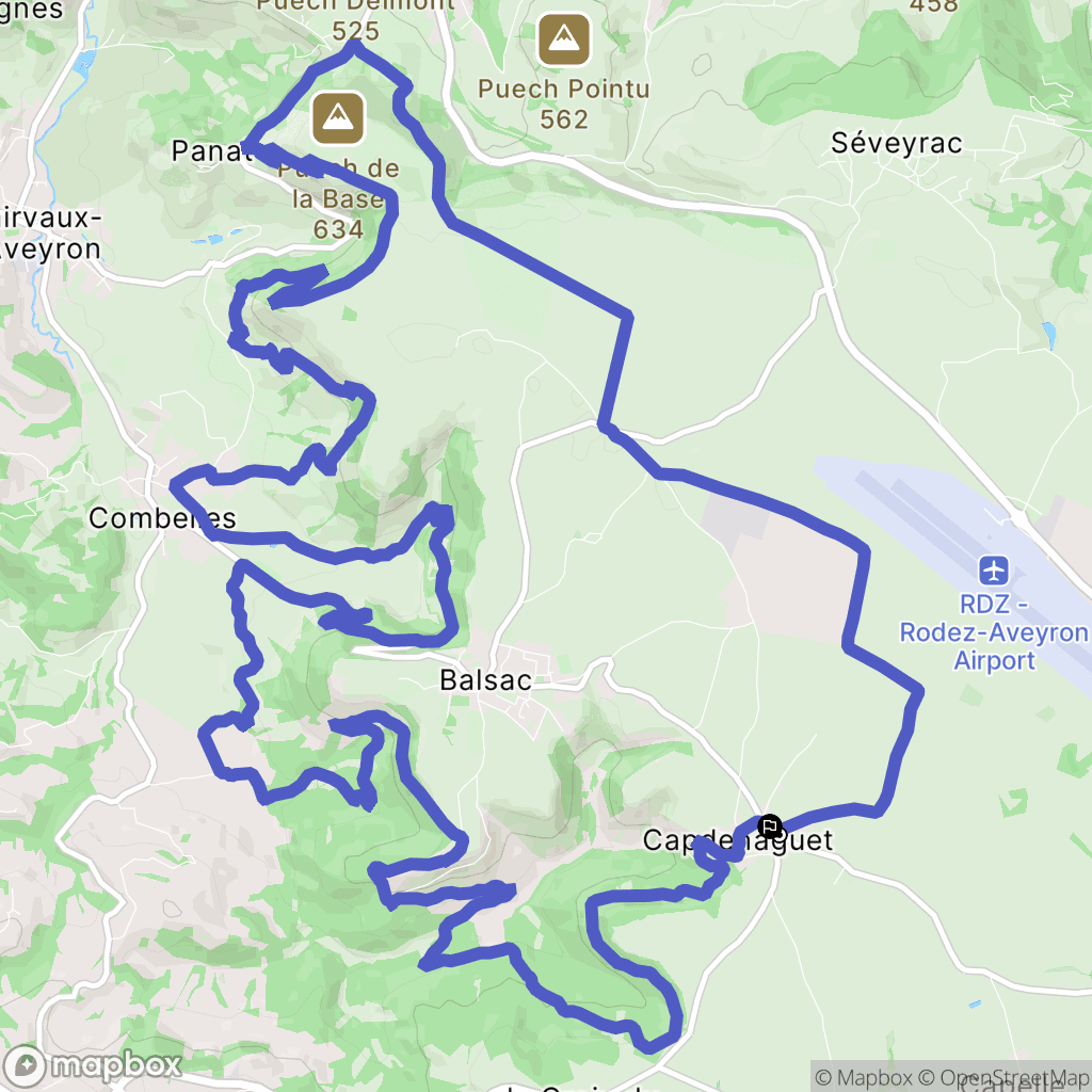 Druelle Balsac : carte du parcours de randonnée - France