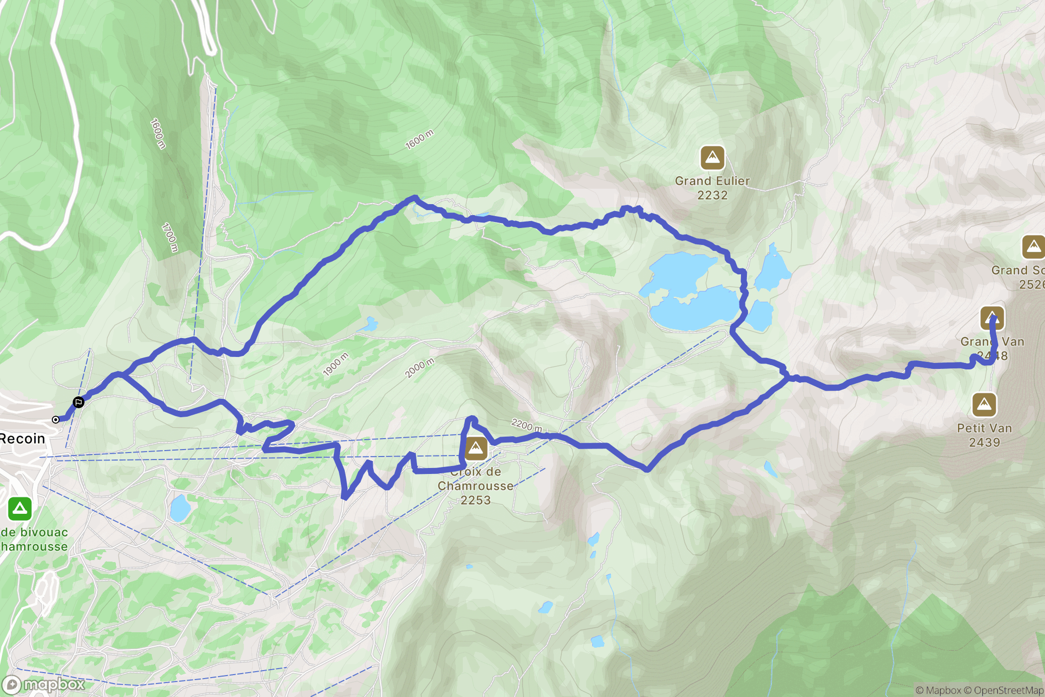 Chamrousse : carte du parcours de randonnée - France
