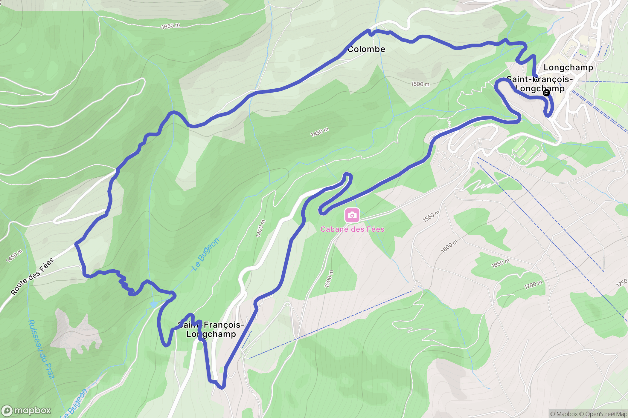 Saint-François-Longchamp : carte du parcours de randonnée - France