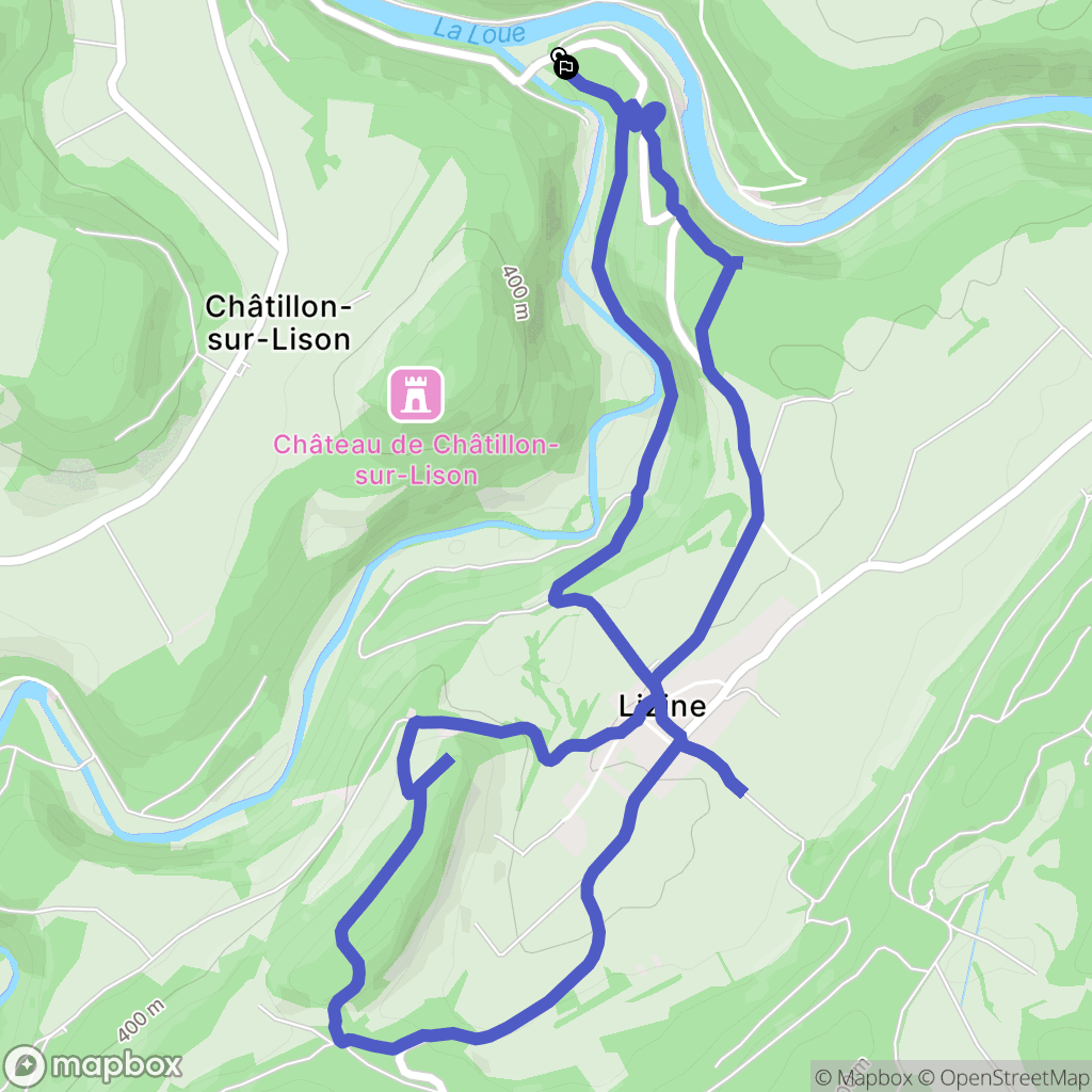 Lizine : carte du parcours de randonnée - France