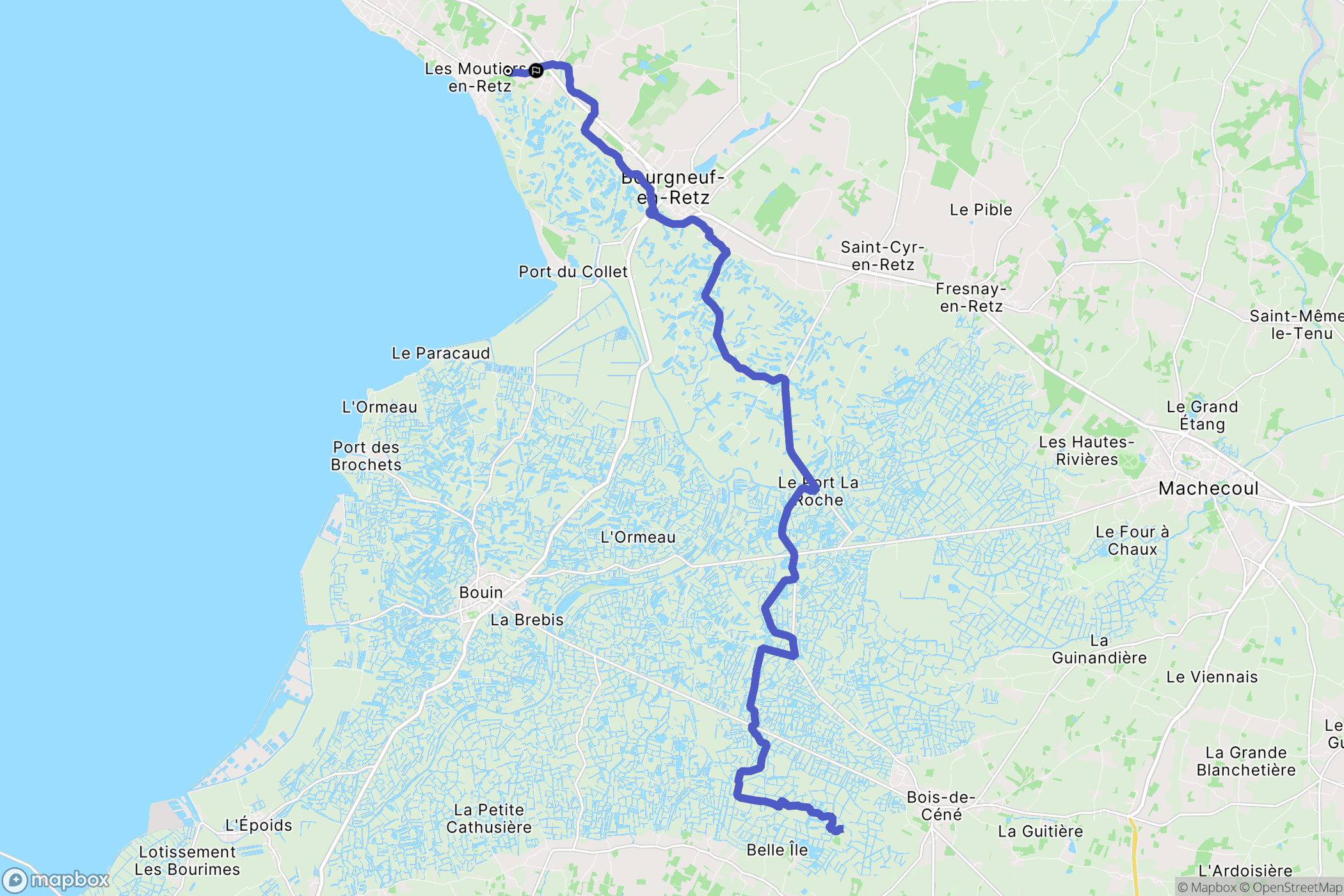 Les Moutiers-en-Retz : carte du parcours de randonnée - France
