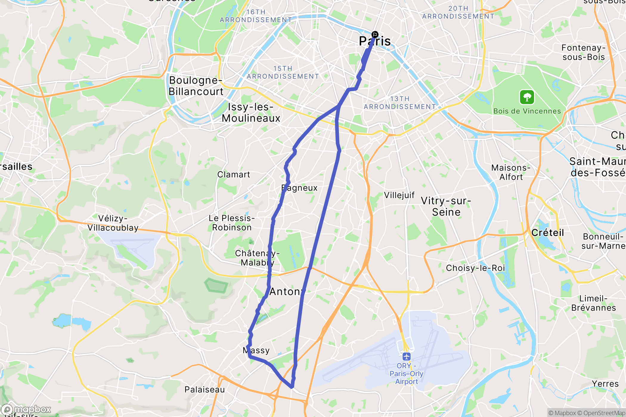 Paris : carte du parcours de randonnée - France