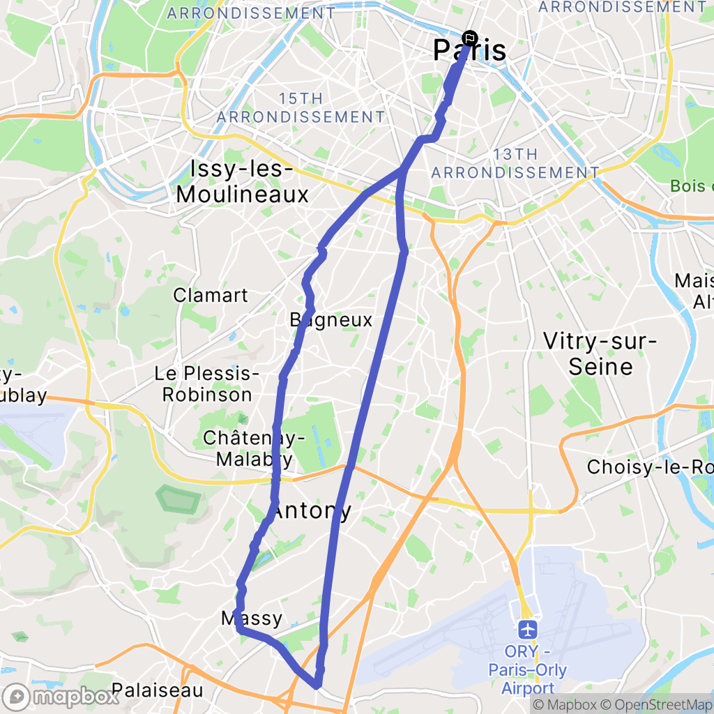 Paris : carte du parcours de randonnée - France