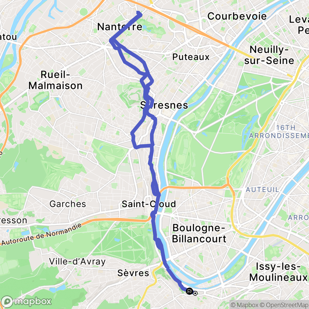Meudon : carte du parcours de randonnée - France