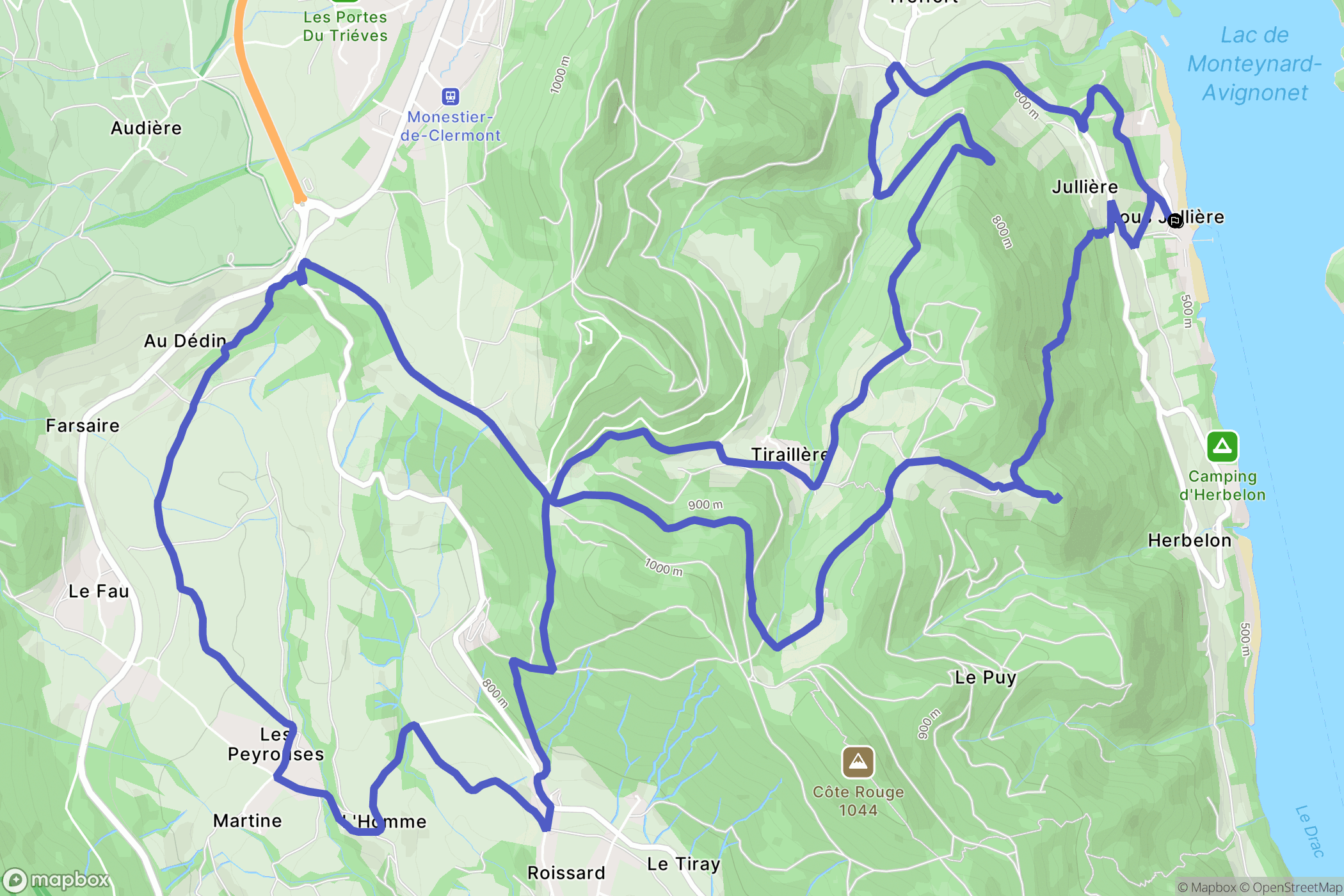 Treffort : carte du parcours de randonnée - France
