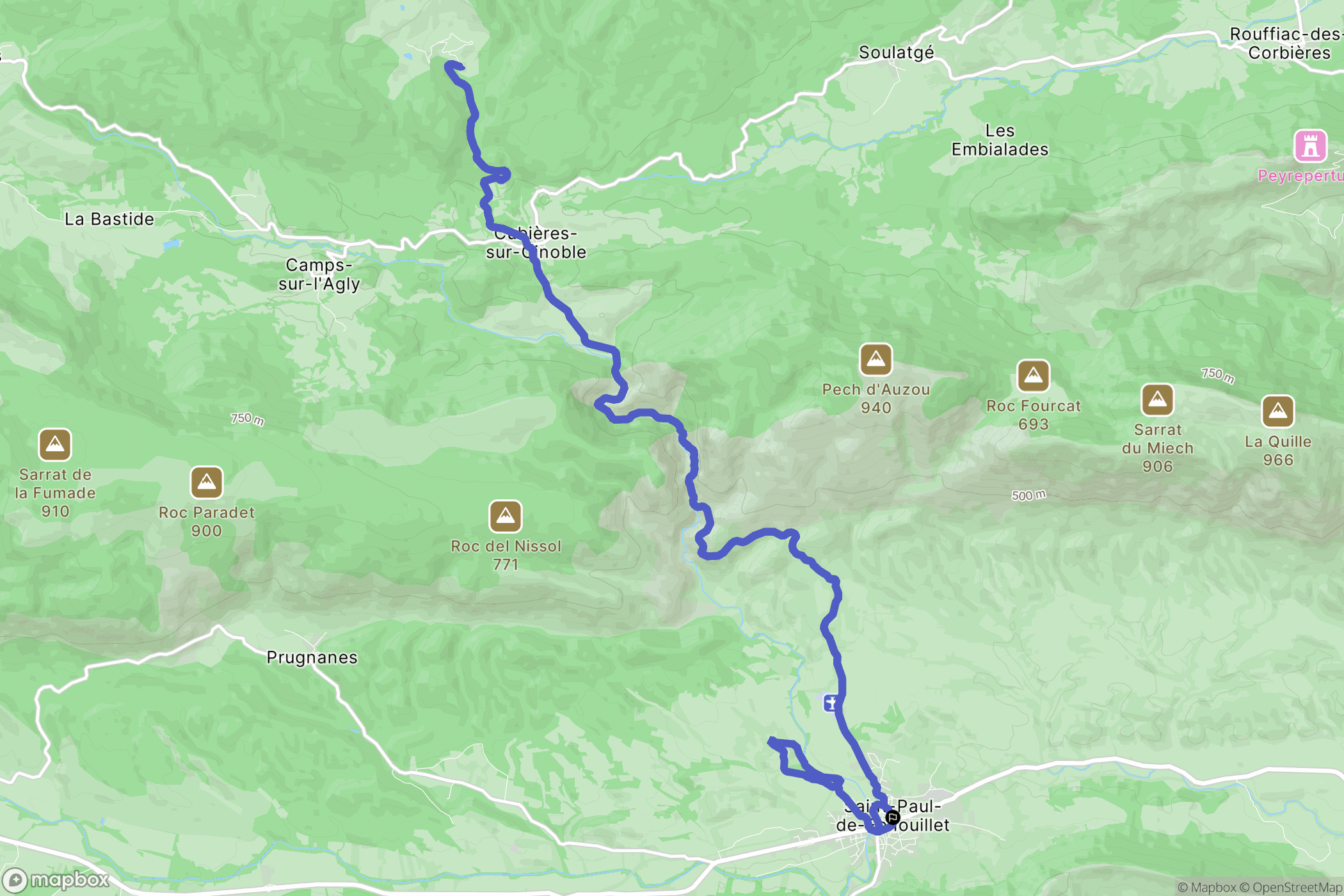 Saint-Paul-de-Fenouillet : carte du parcours de randonnée - France