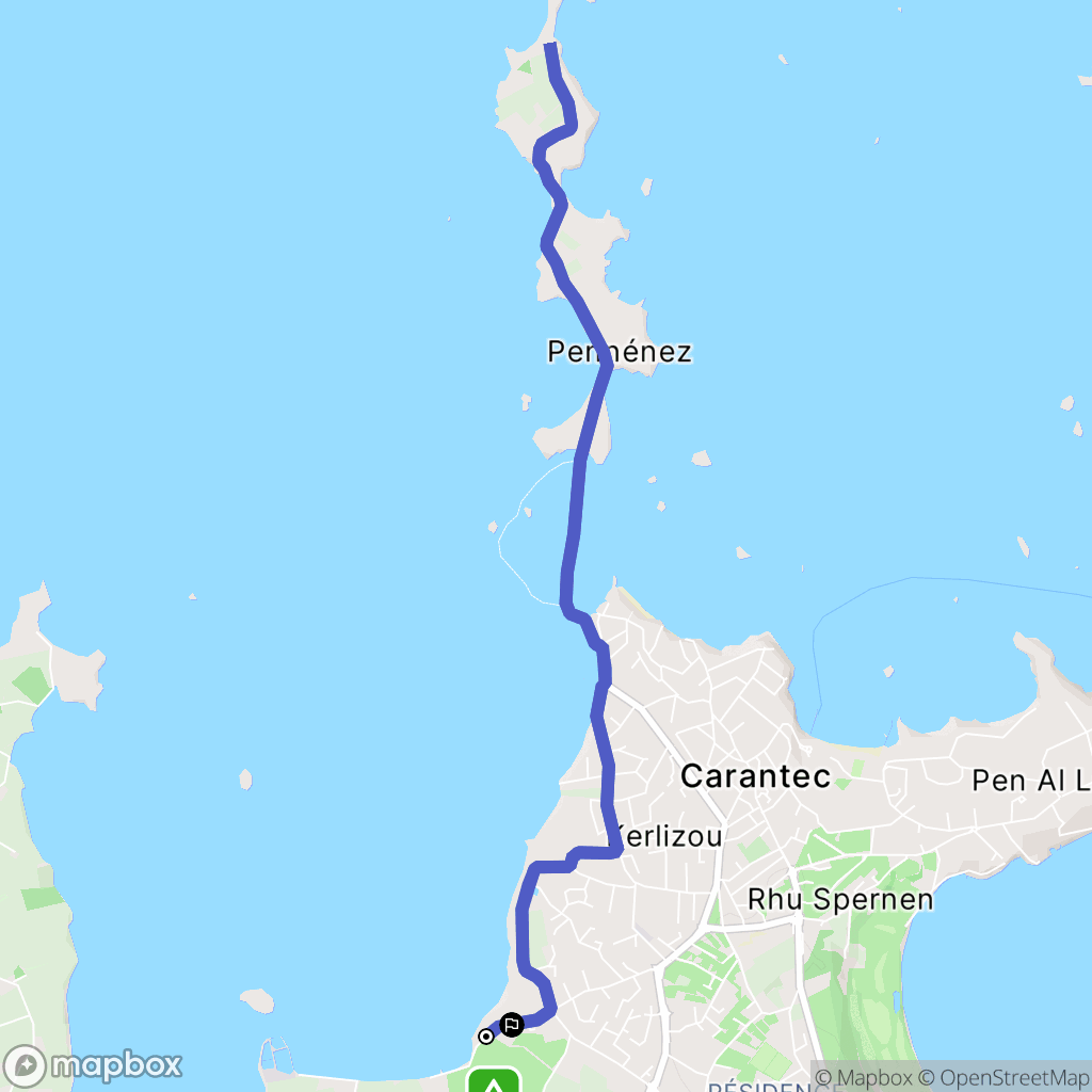 Carantec : carte du parcours de randonnée - France