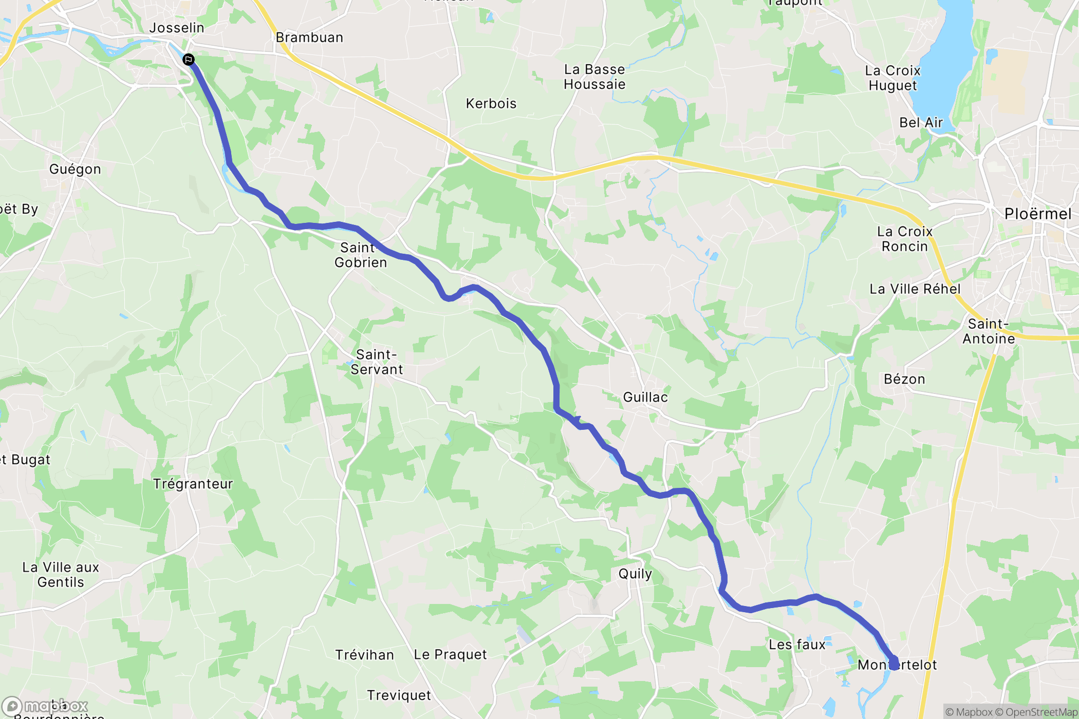 Josselin : carte du parcours de randonnée - France