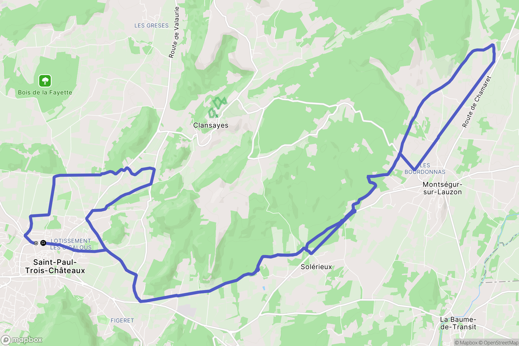 Saint-Paul-Trois-Châteaux : carte du parcours de randonnée - France