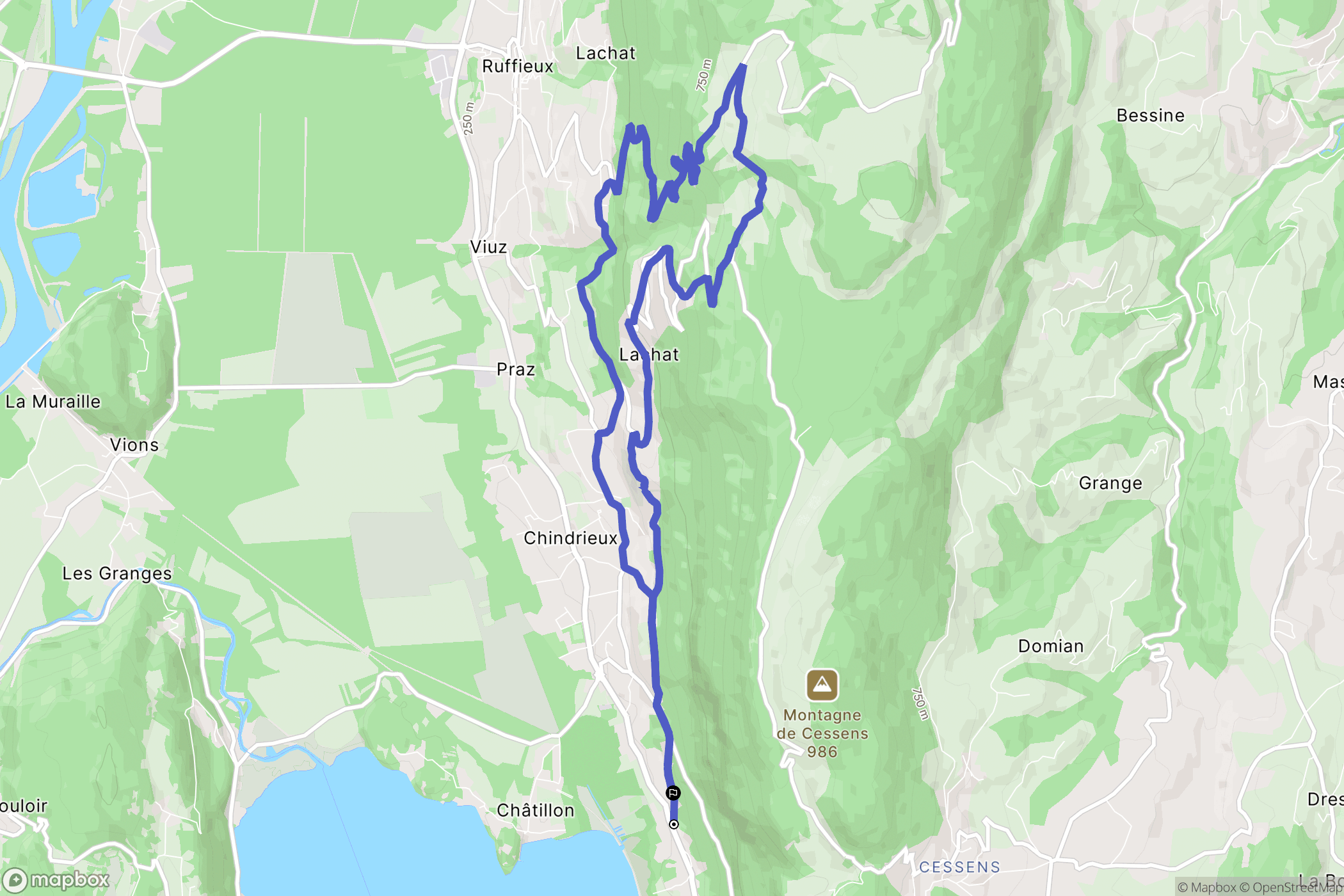 Chindrieux : carte du parcours de randonnée - France