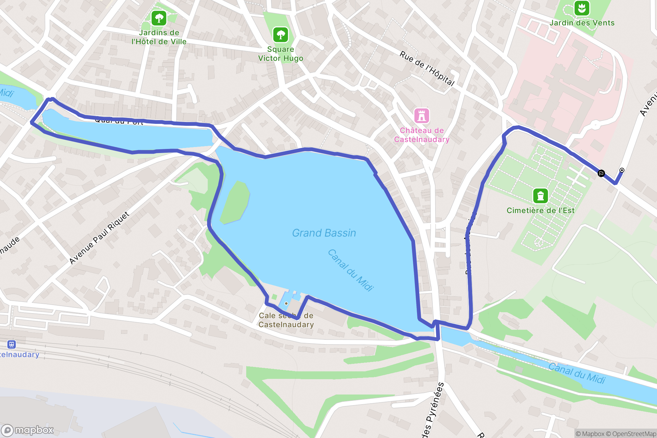 Castelnaudary : carte du parcours de randonnée - France