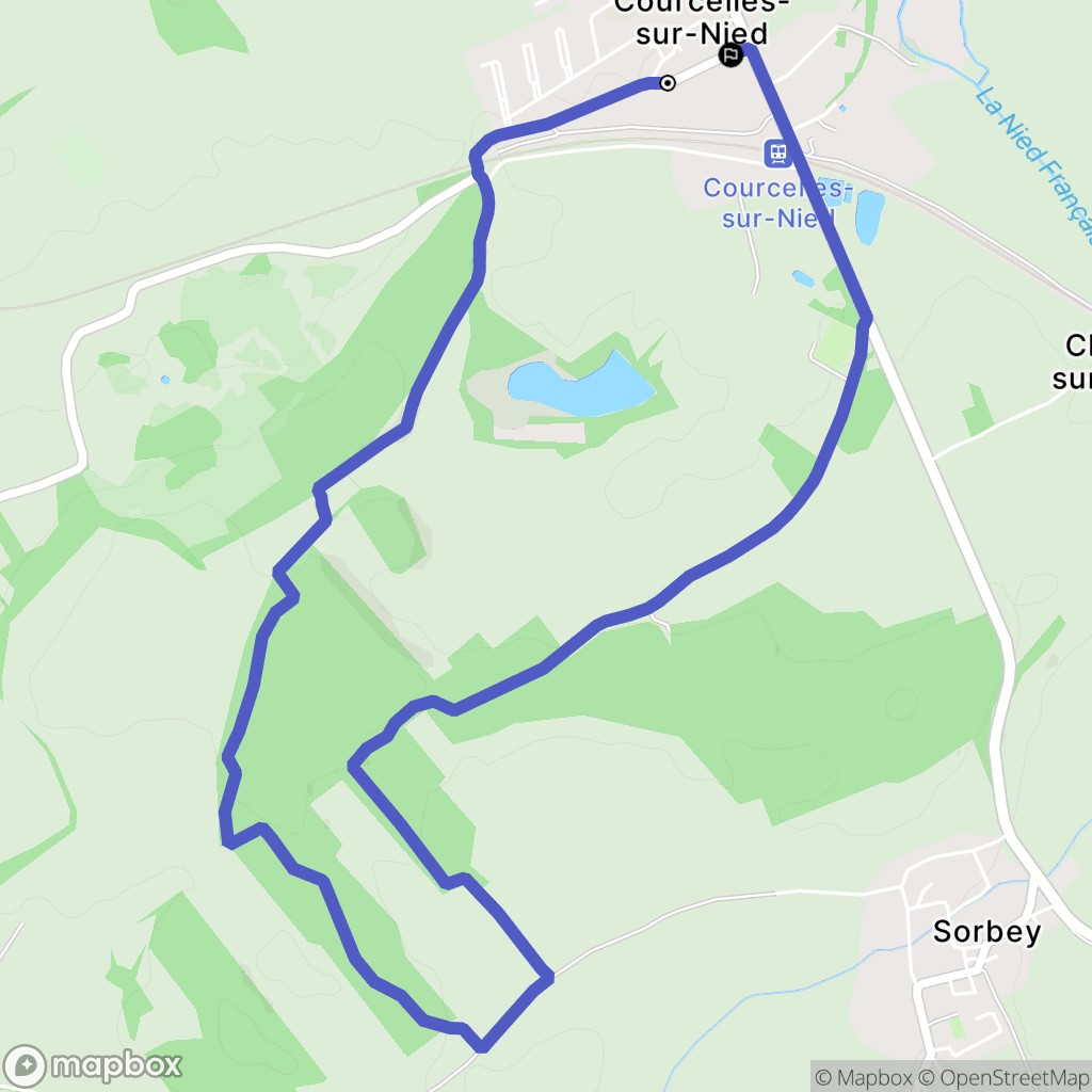 Courcelles-sur-Nied : carte du parcours de randonnée - France