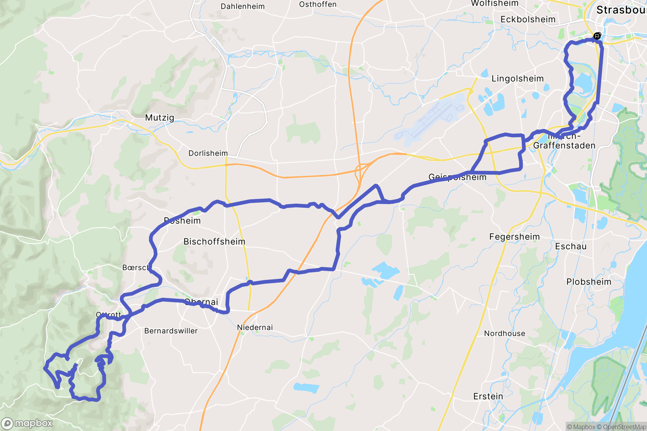 Strasbourg : carte du parcours de randonnée - France