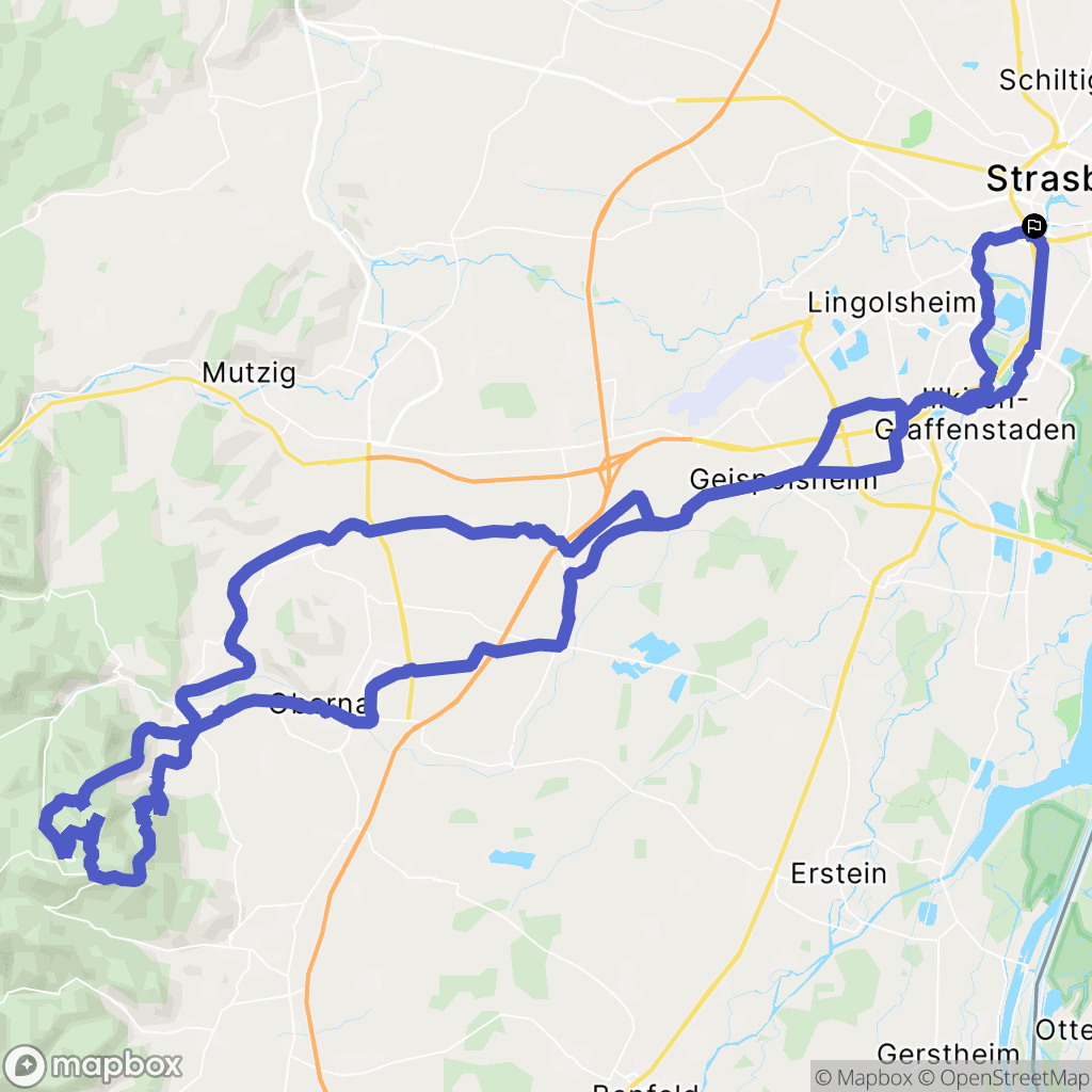 Strasbourg : carte du parcours de randonnée - France