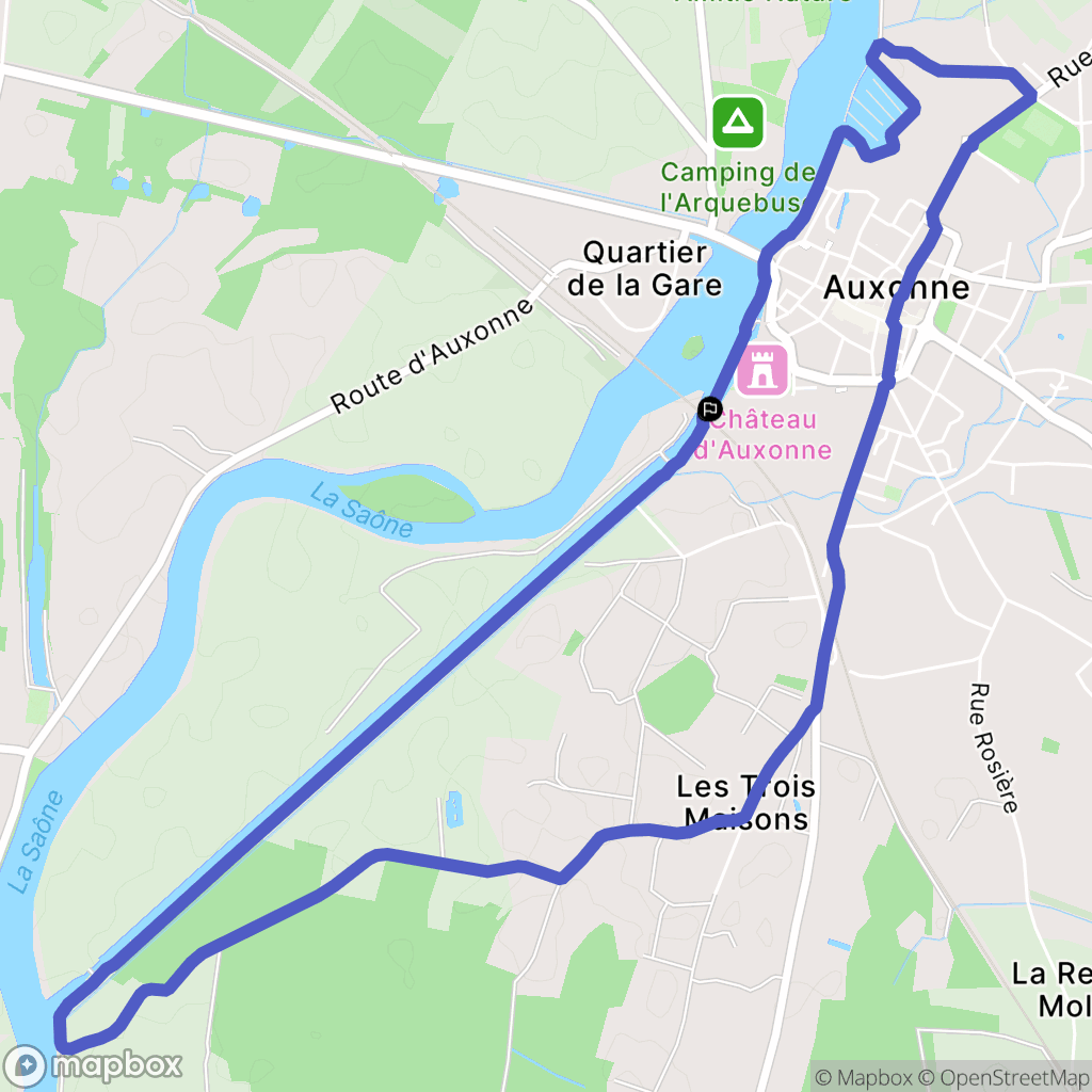 Auxonne : carte du parcours de randonnée - France