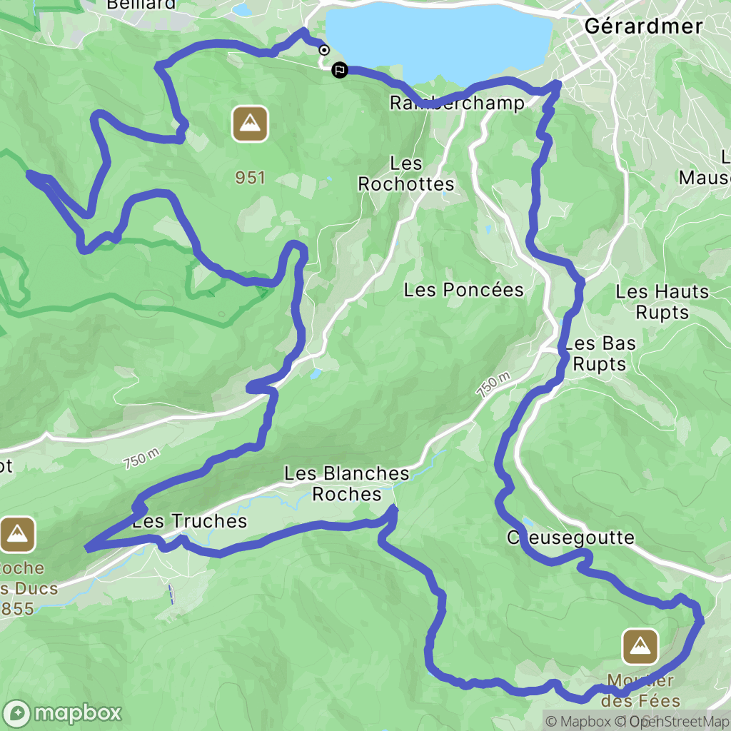 Gérardmer : carte du parcours de randonnée - France