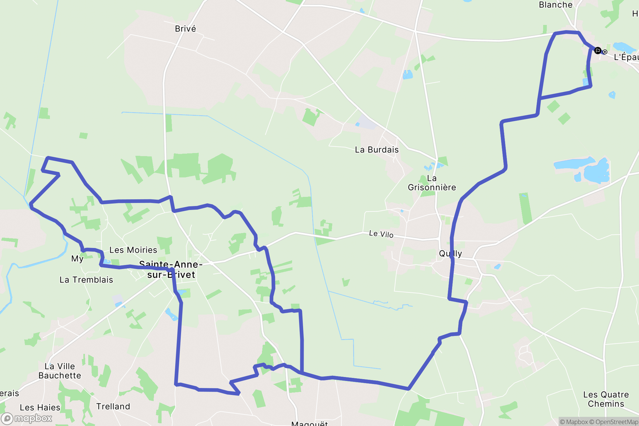 Guenrouet : carte du parcours de randonnée - France