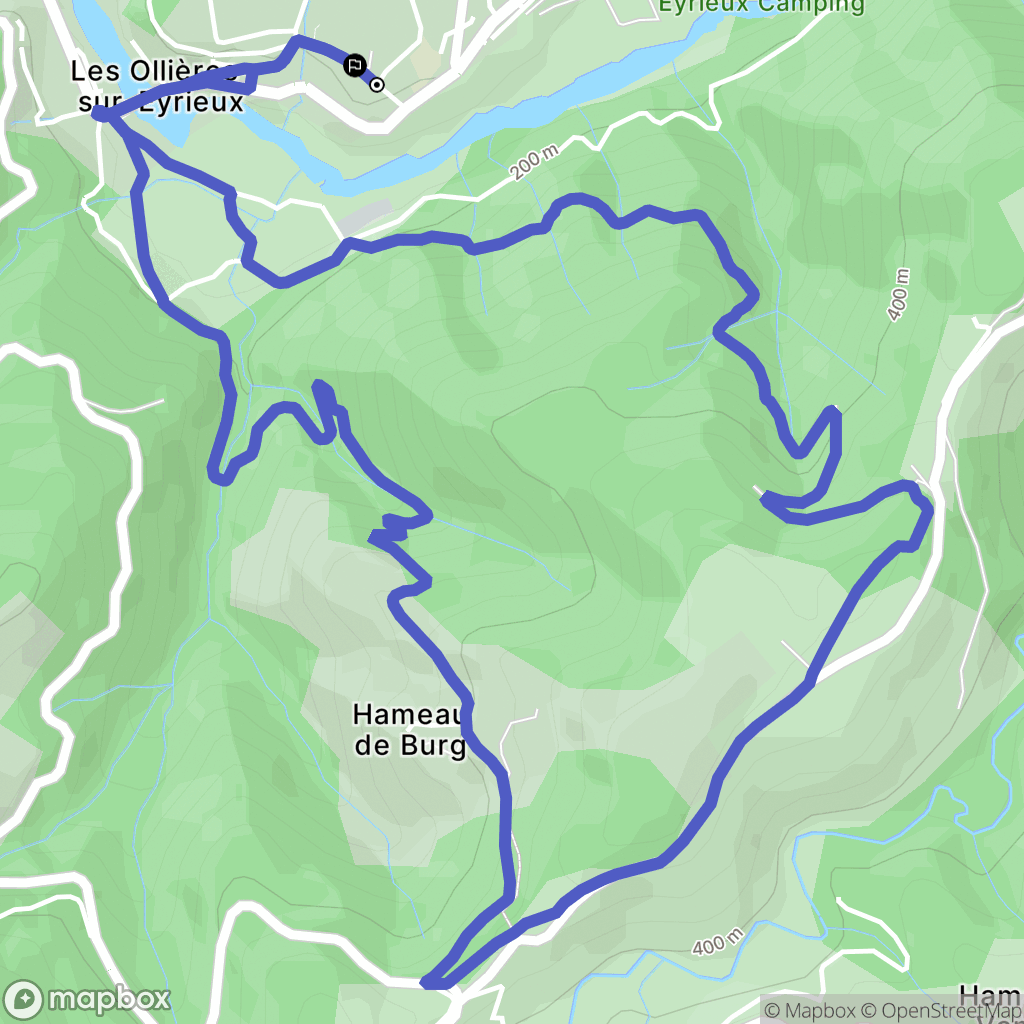 Les Ollières-sur-Eyrieux : carte du parcours de randonnée - France