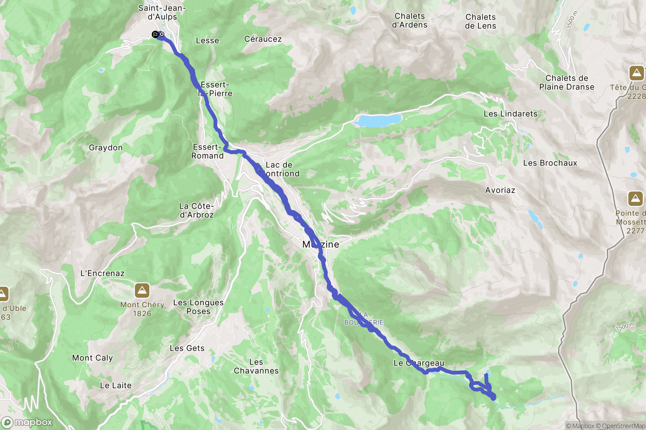 Saint-Jean-d'Aulps : carte du parcours de randonnée - France