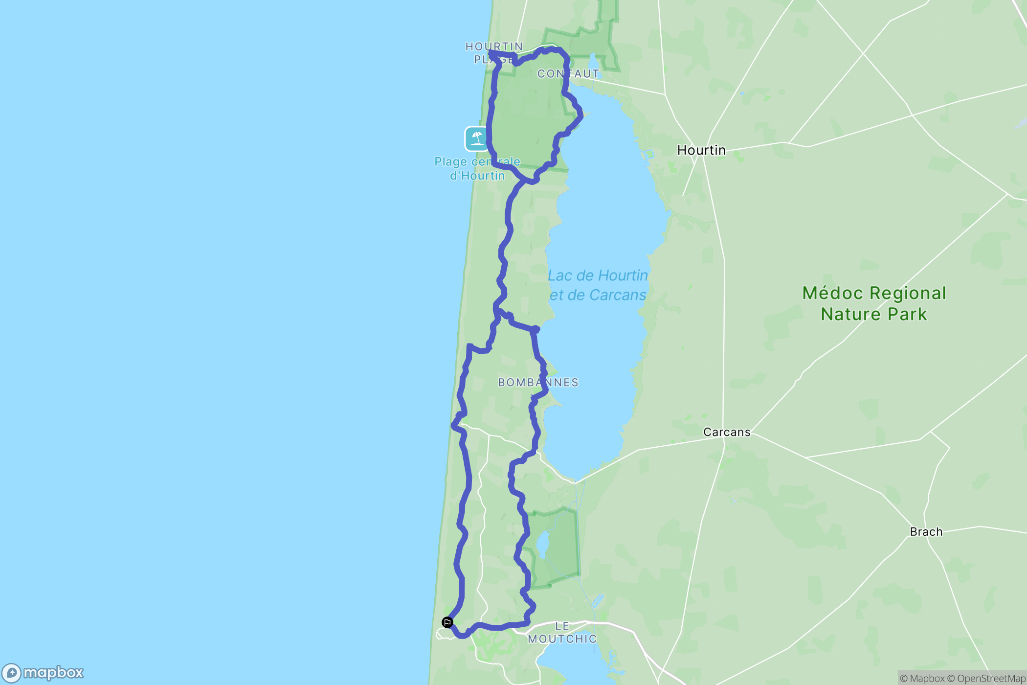 Lacanau : carte du parcours de randonnée - France