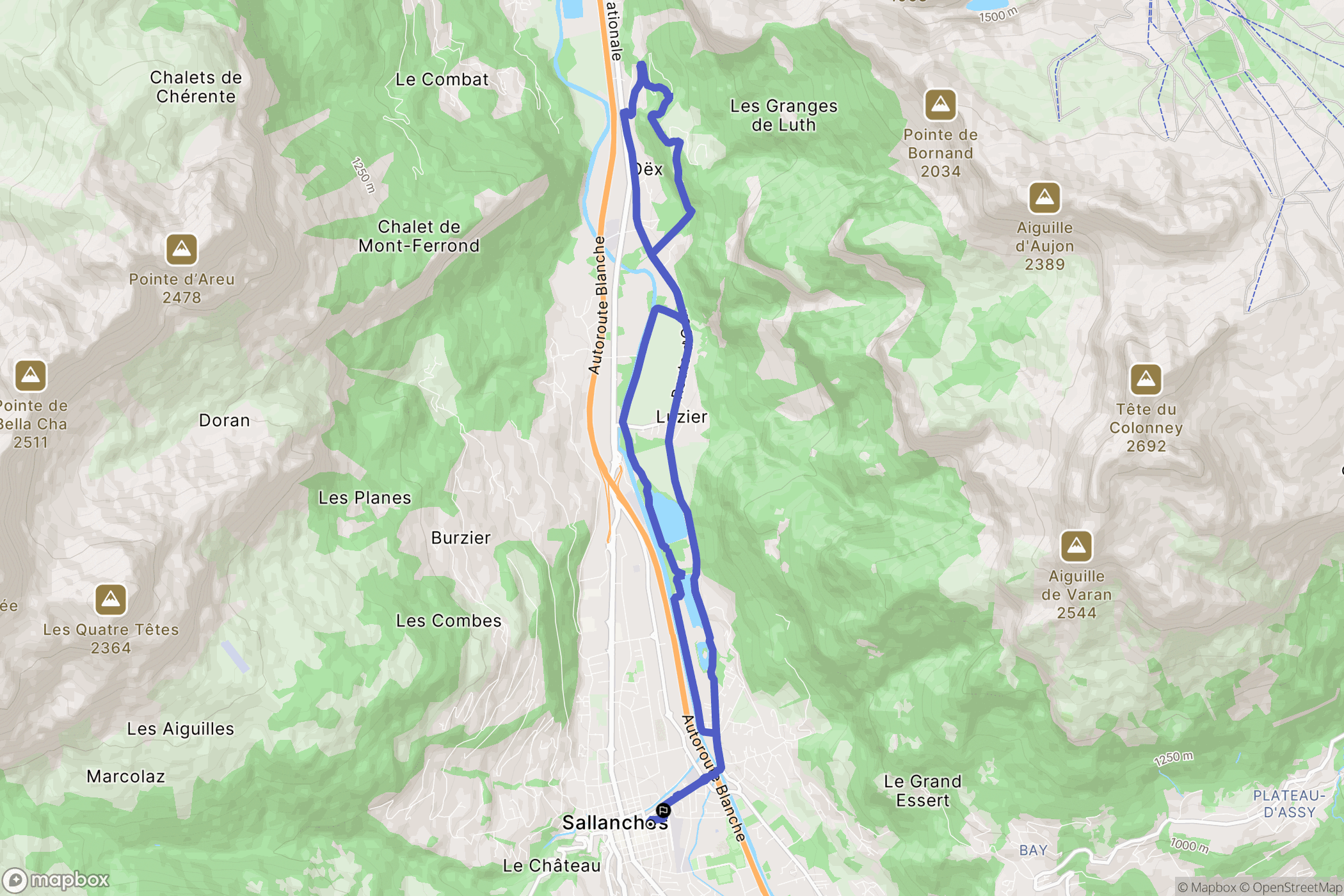 Sallanches : carte du parcours de randonnée - France