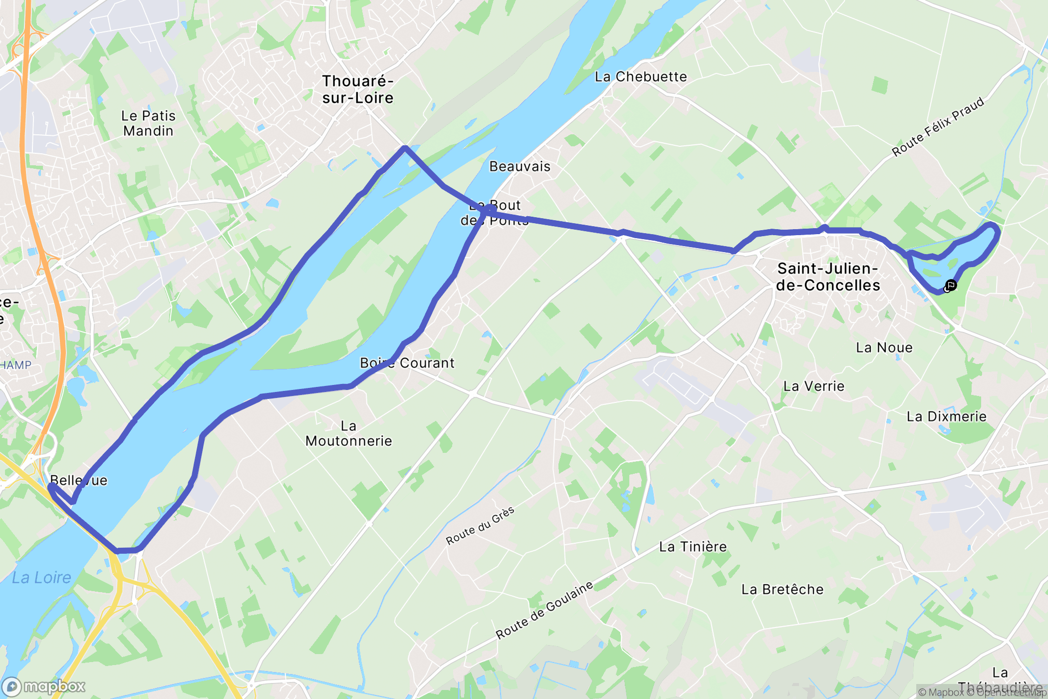 Saint-Julien-de-Concelles : carte du parcours de randonnée - France