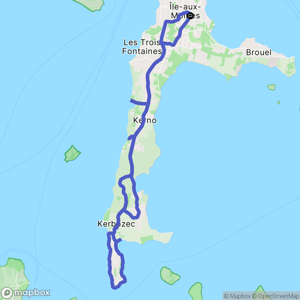 Île-aux-Moines : carte du parcours de randonnée - France