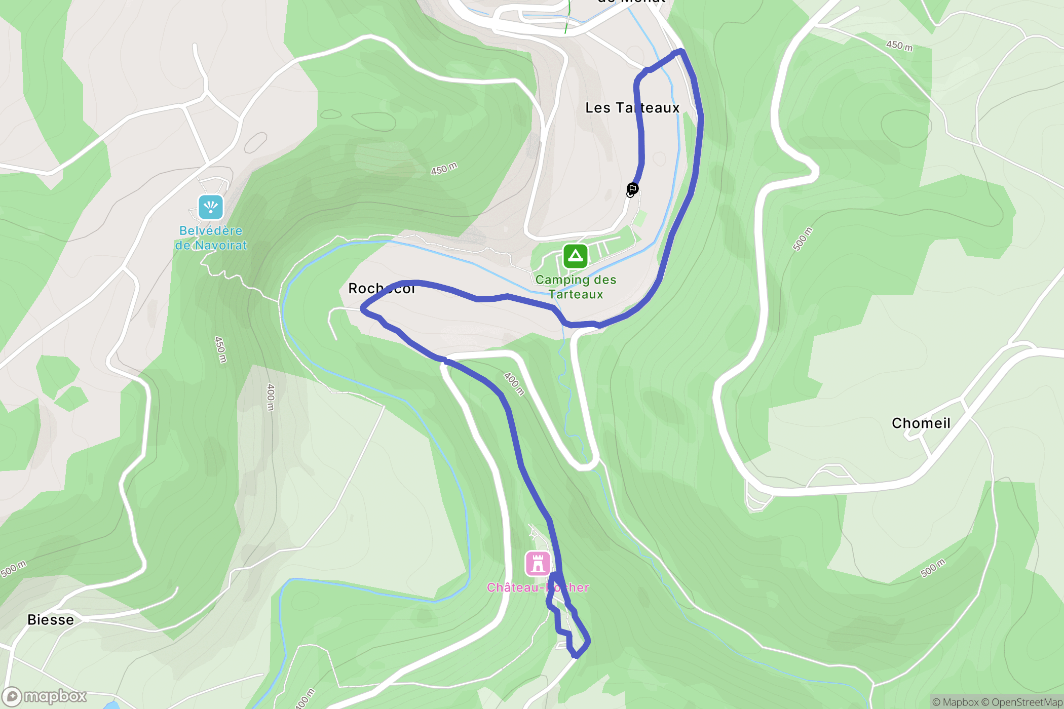Menat : carte du parcours de randonnée - France