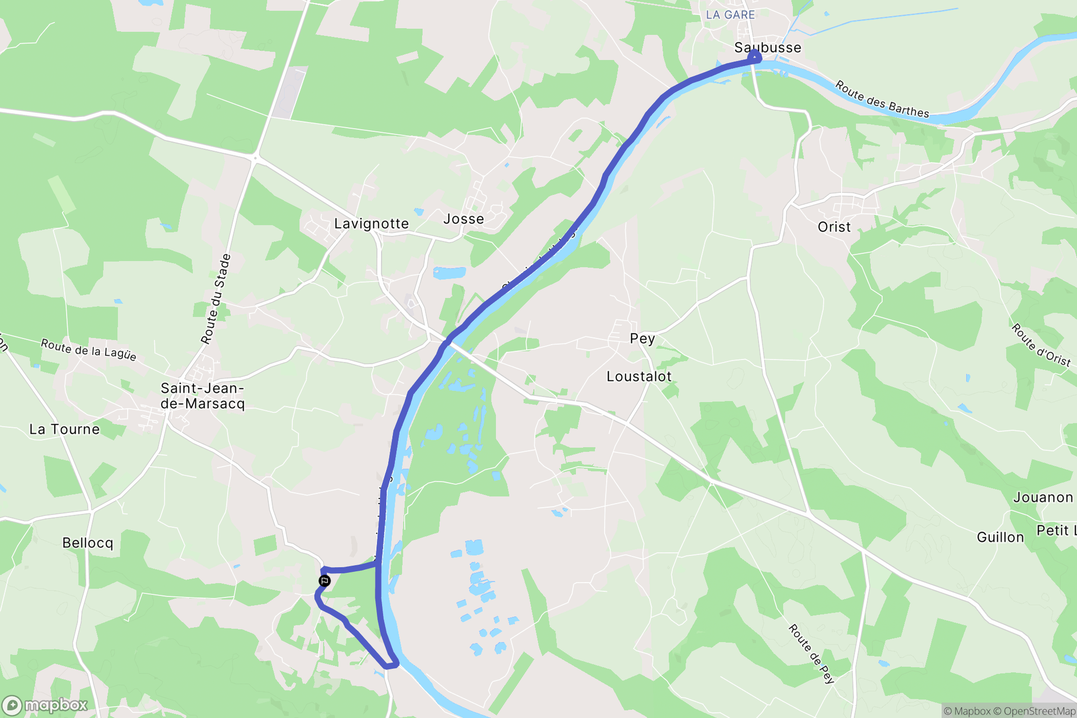Saint-Jean-de-Marsacq : carte du parcours de randonnée - France