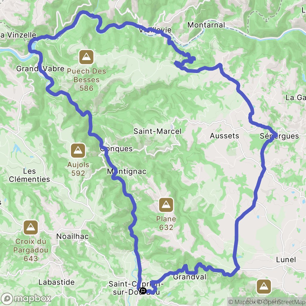 Conques-en-Rouergue : carte du parcours de randonnée - France