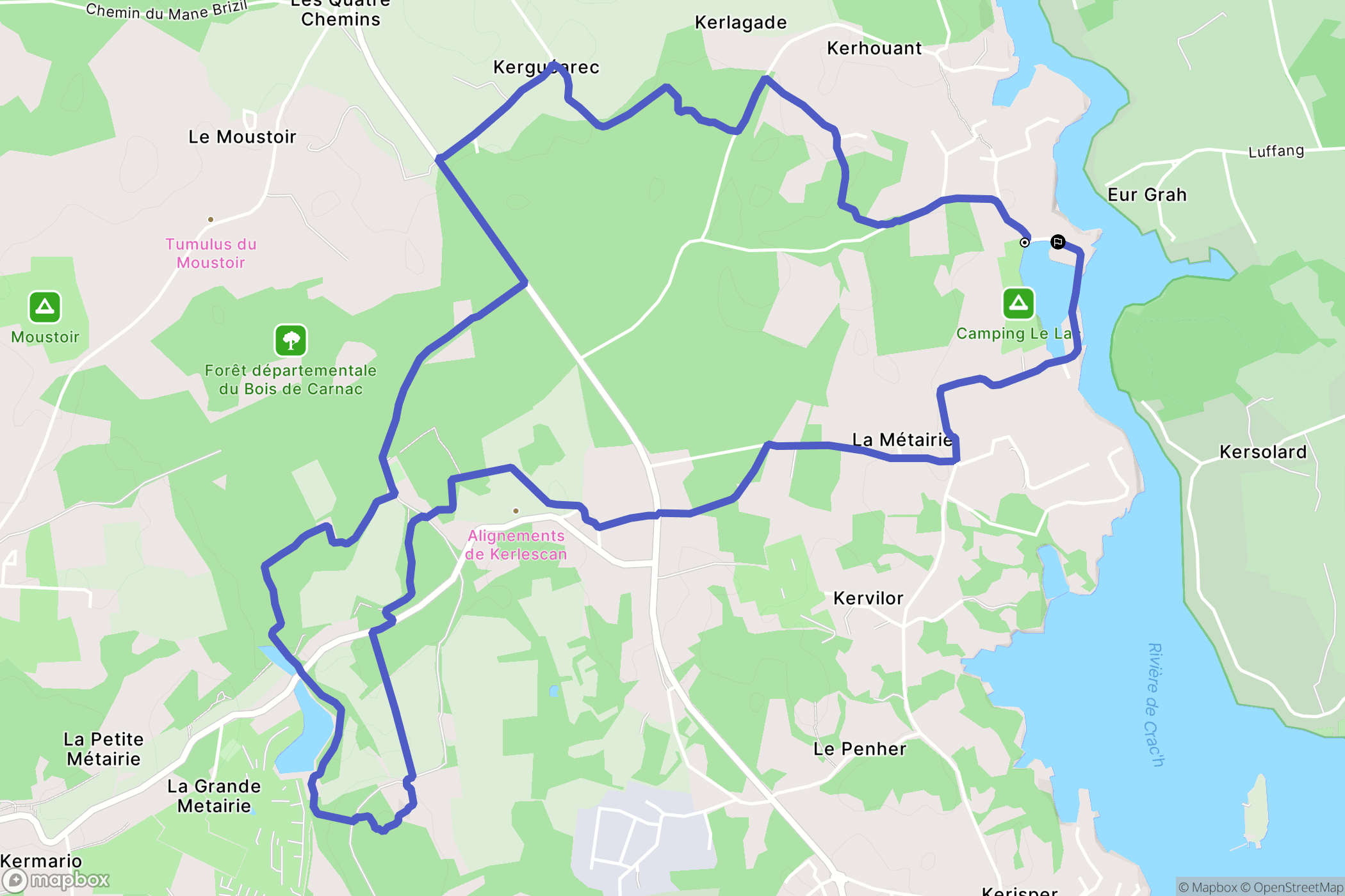 Carnac : carte du parcours de randonnée - France