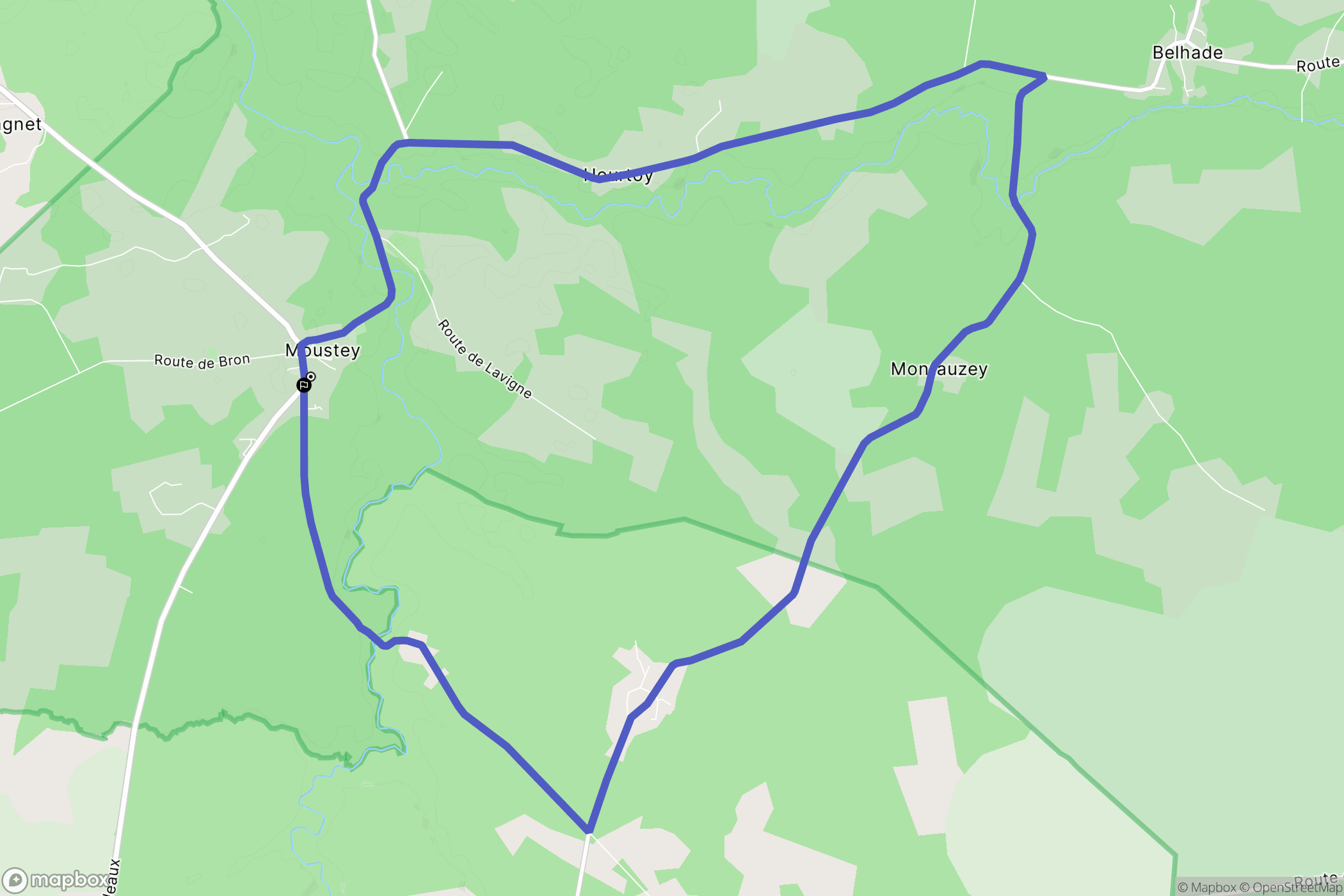 Moustey : carte du parcours de randonnée - France