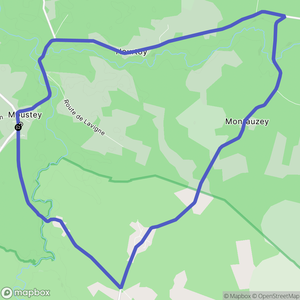 Moustey : carte du parcours de randonnée - France