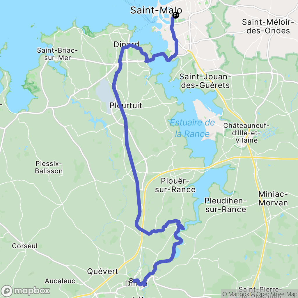 Dinan : carte du parcours de randonnée - France