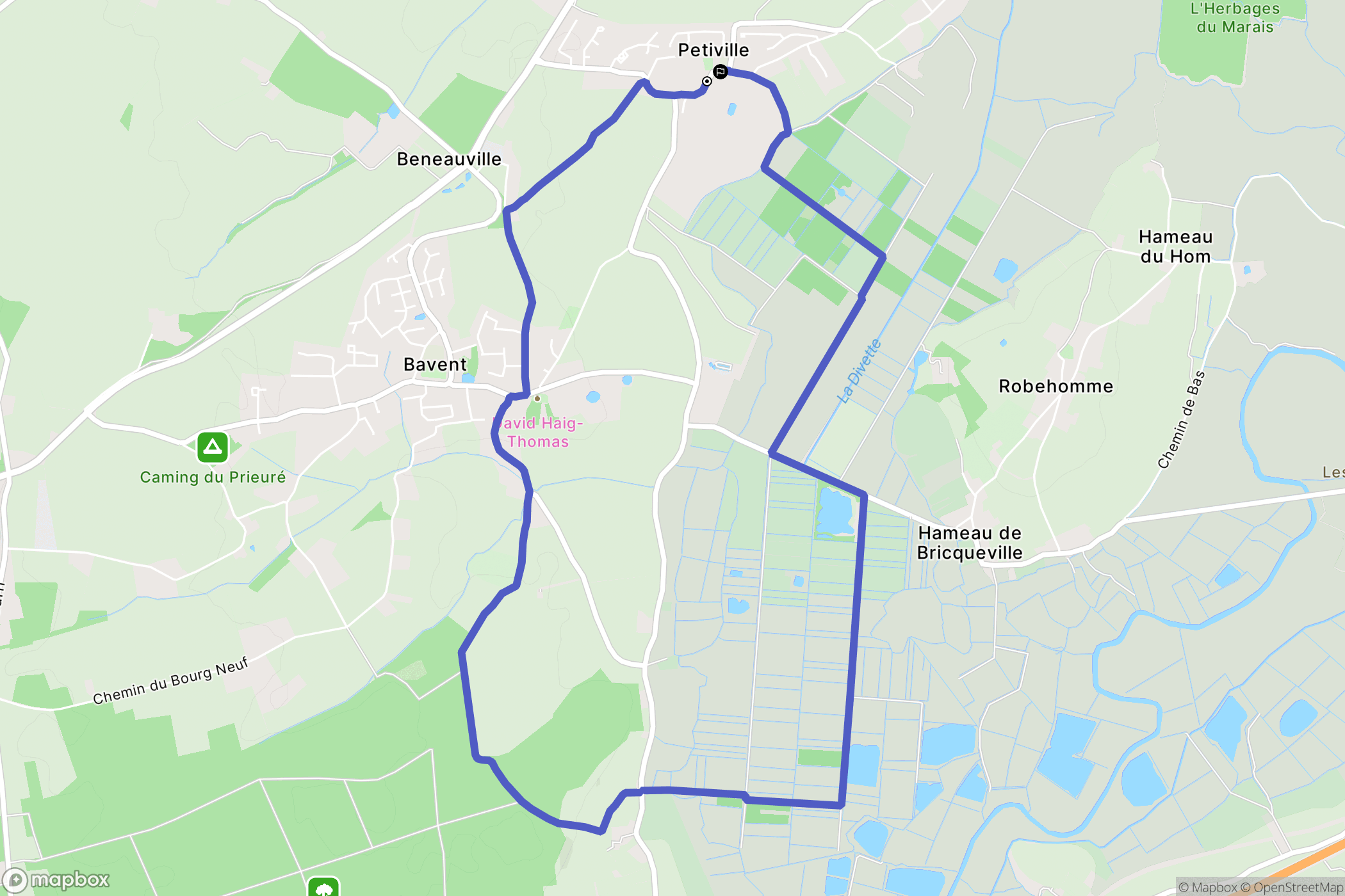 Petiville : carte du parcours de randonnée - France