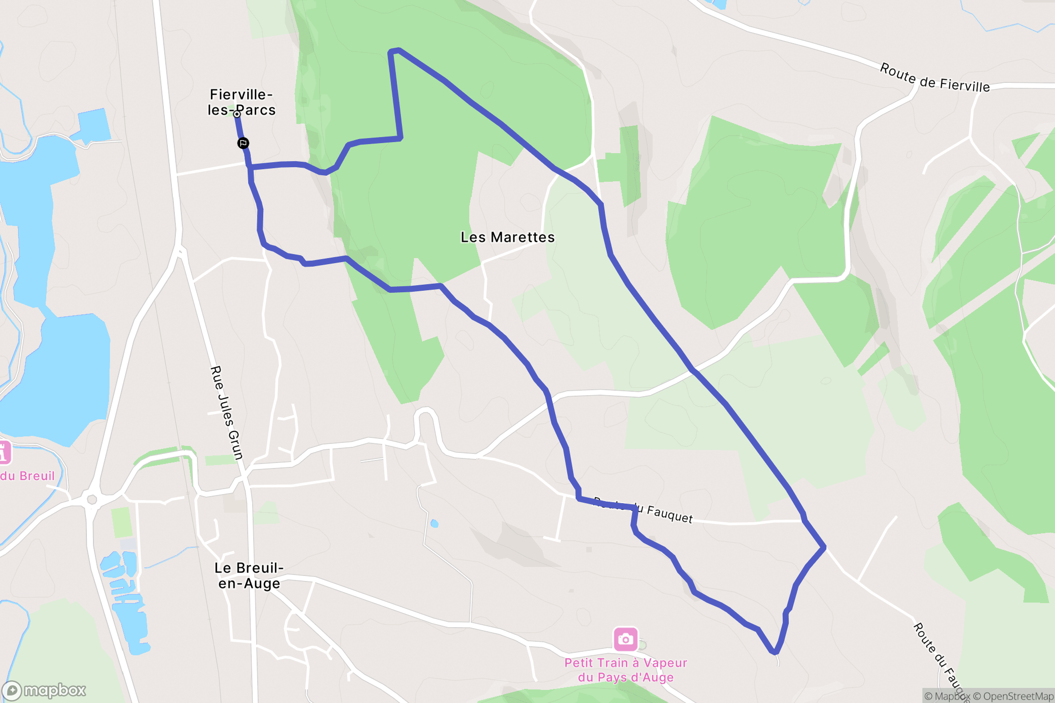 Fierville-les-Parcs : carte du parcours de randonnée - France