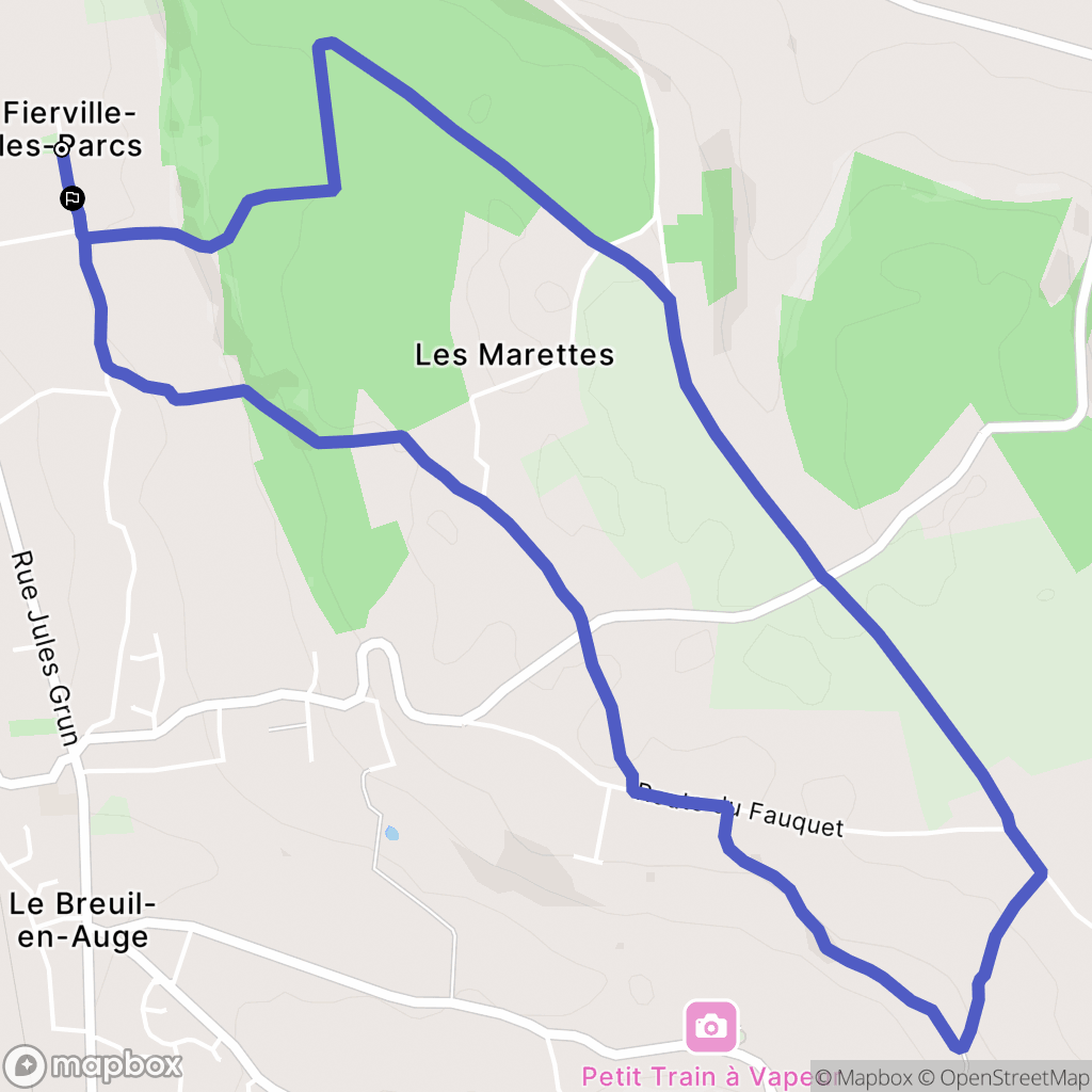 Fierville-les-Parcs : carte du parcours de randonnée - France
