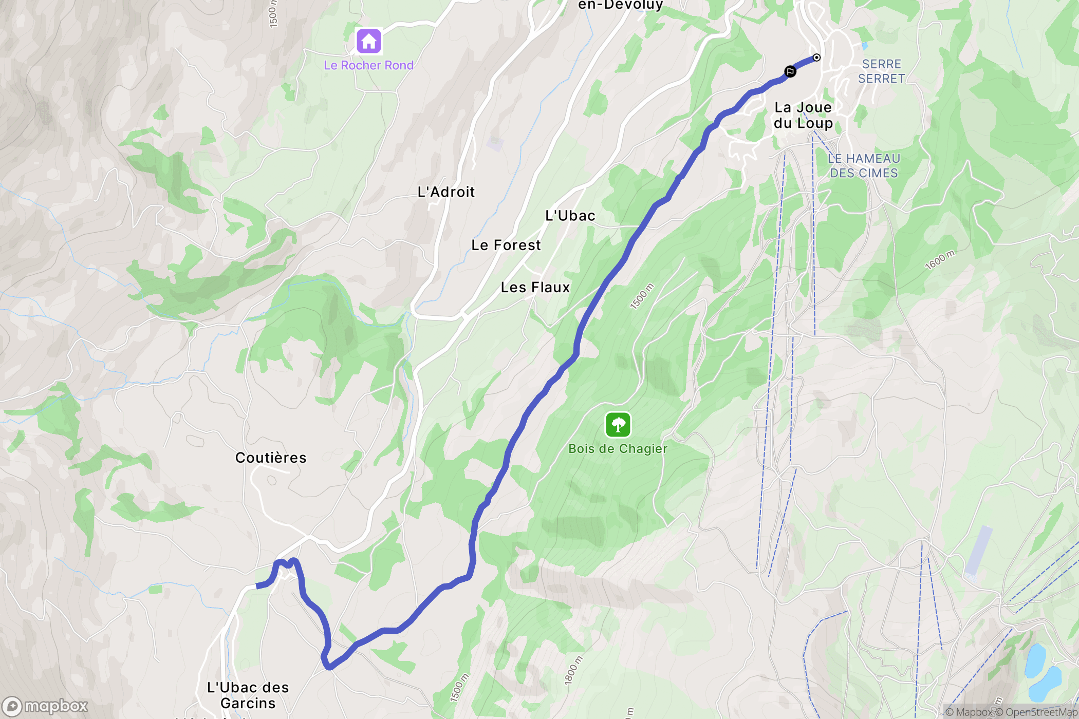 Le Dévoluy : carte du parcours de randonnée - France