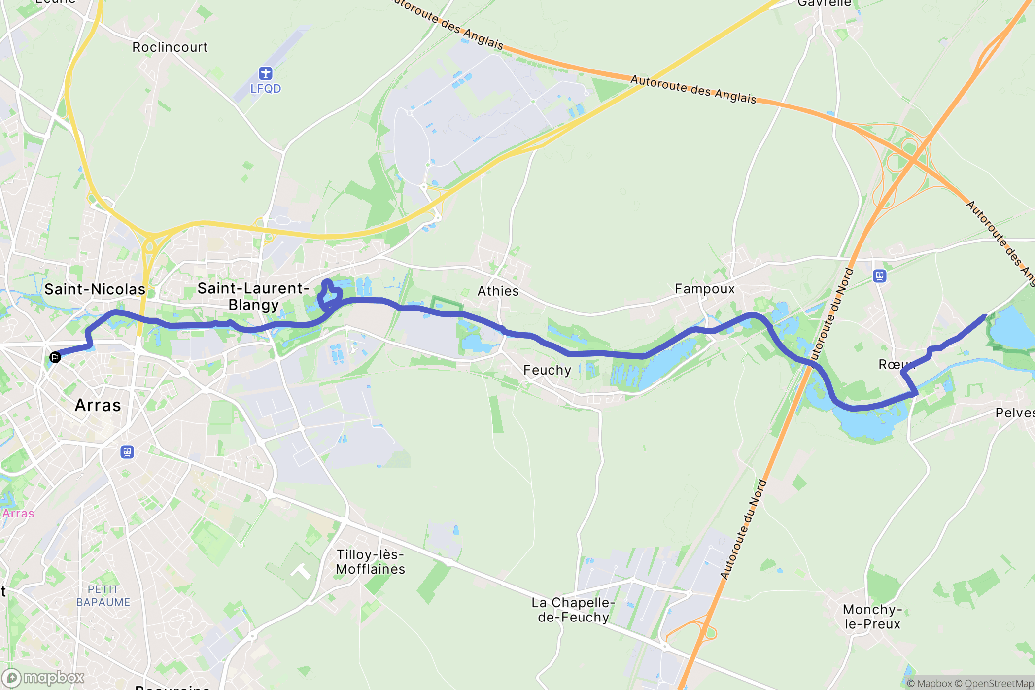 Arras : carte du parcours de randonnée - France