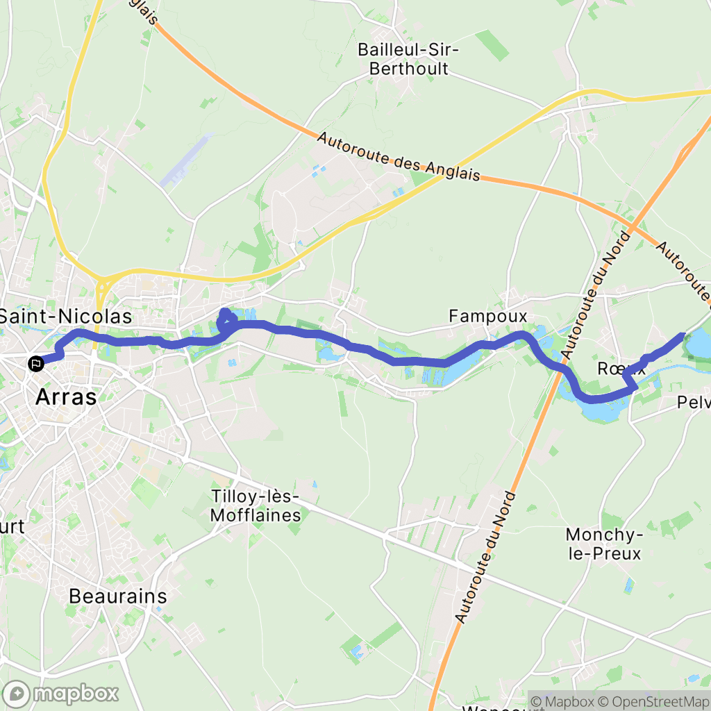Arras : carte du parcours de randonnée - France