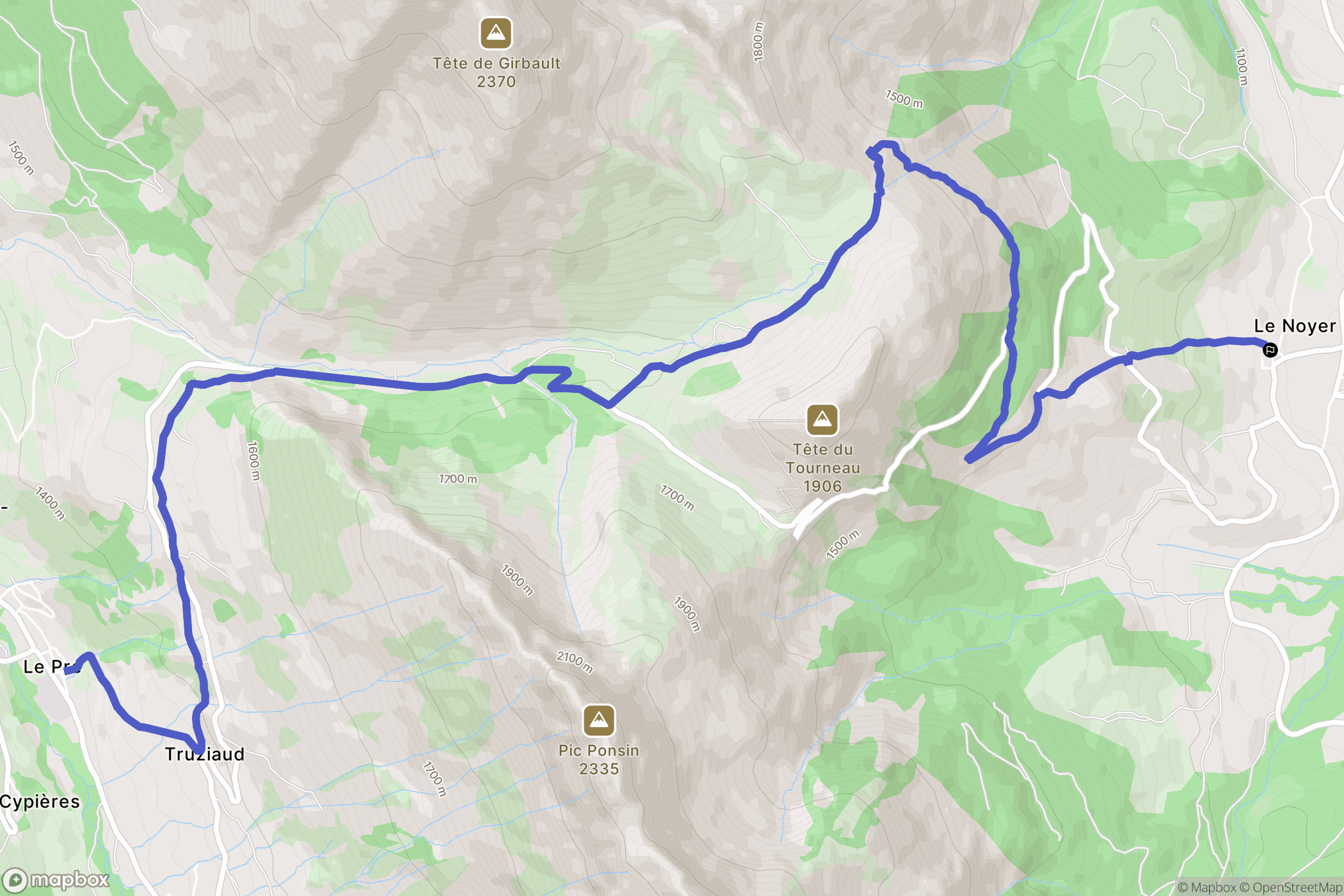 Le Noyer : carte du parcours de randonnée - France