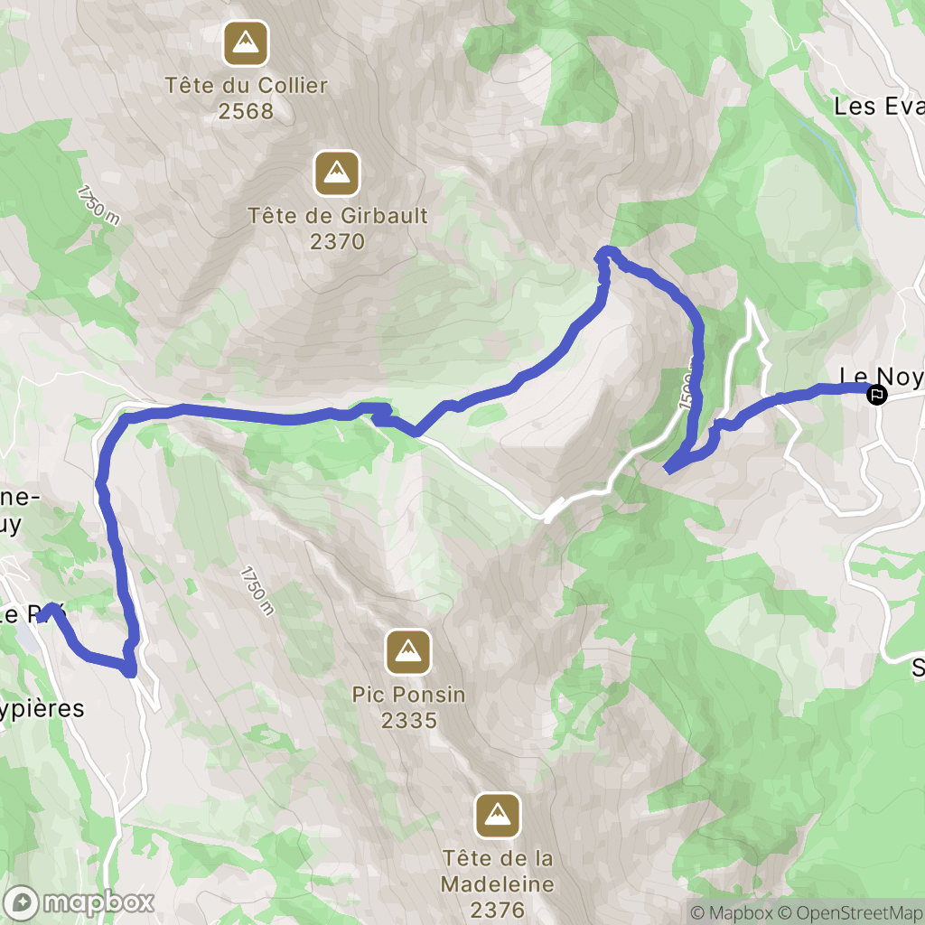 Le Noyer : carte du parcours de randonnée - France