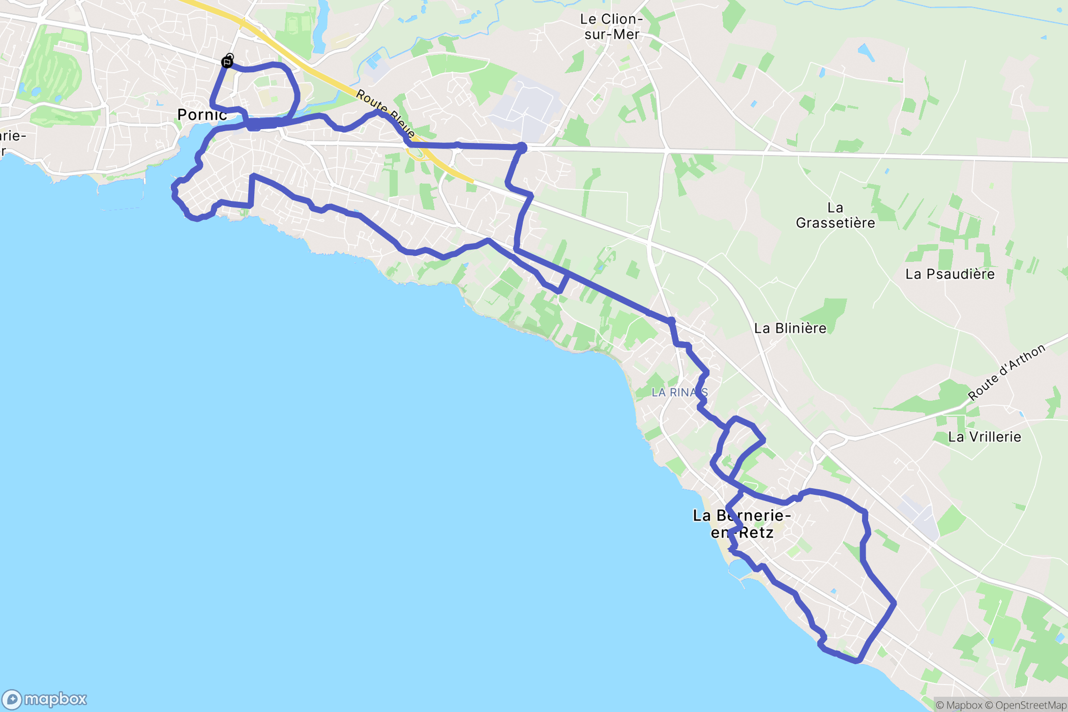 Pornic : carte du parcours de randonnée - France