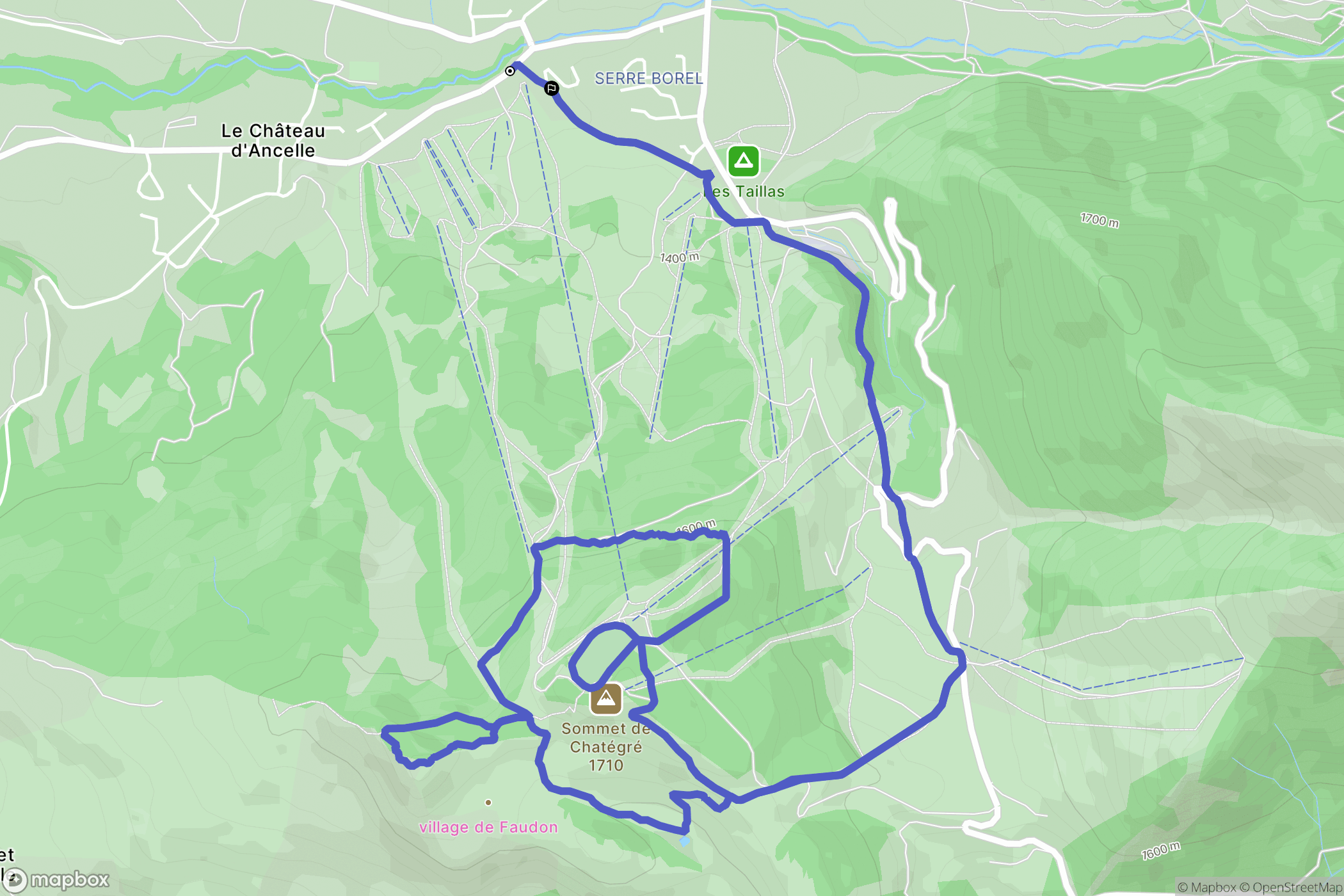 Ancelle : carte du parcours de randonnée - France