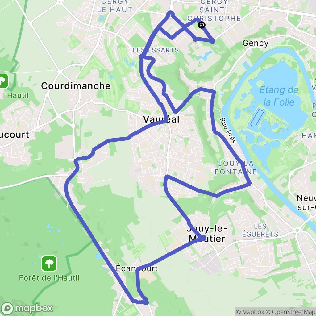 Cergy : carte du parcours de randonnée - France